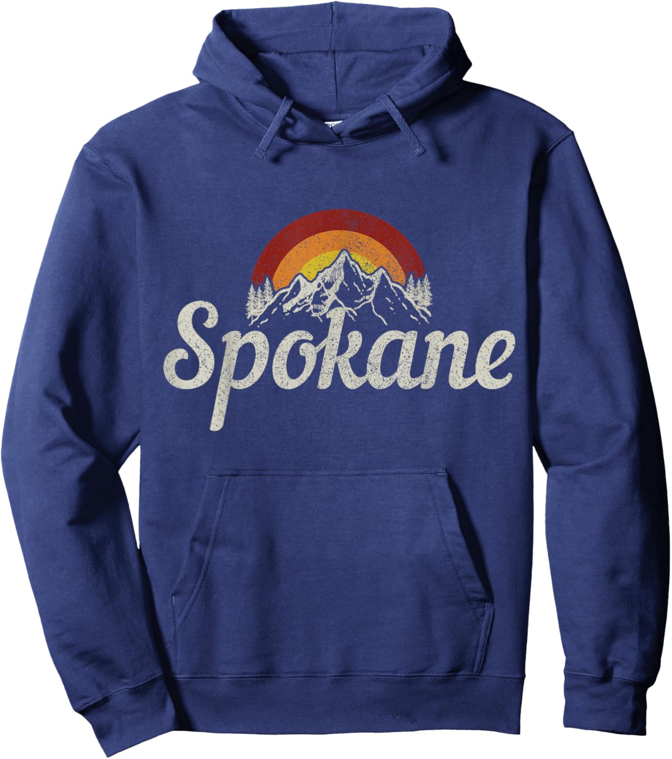 Spokane Washington Vintage Mountains Pride Hoodie - Hoodie | Navy