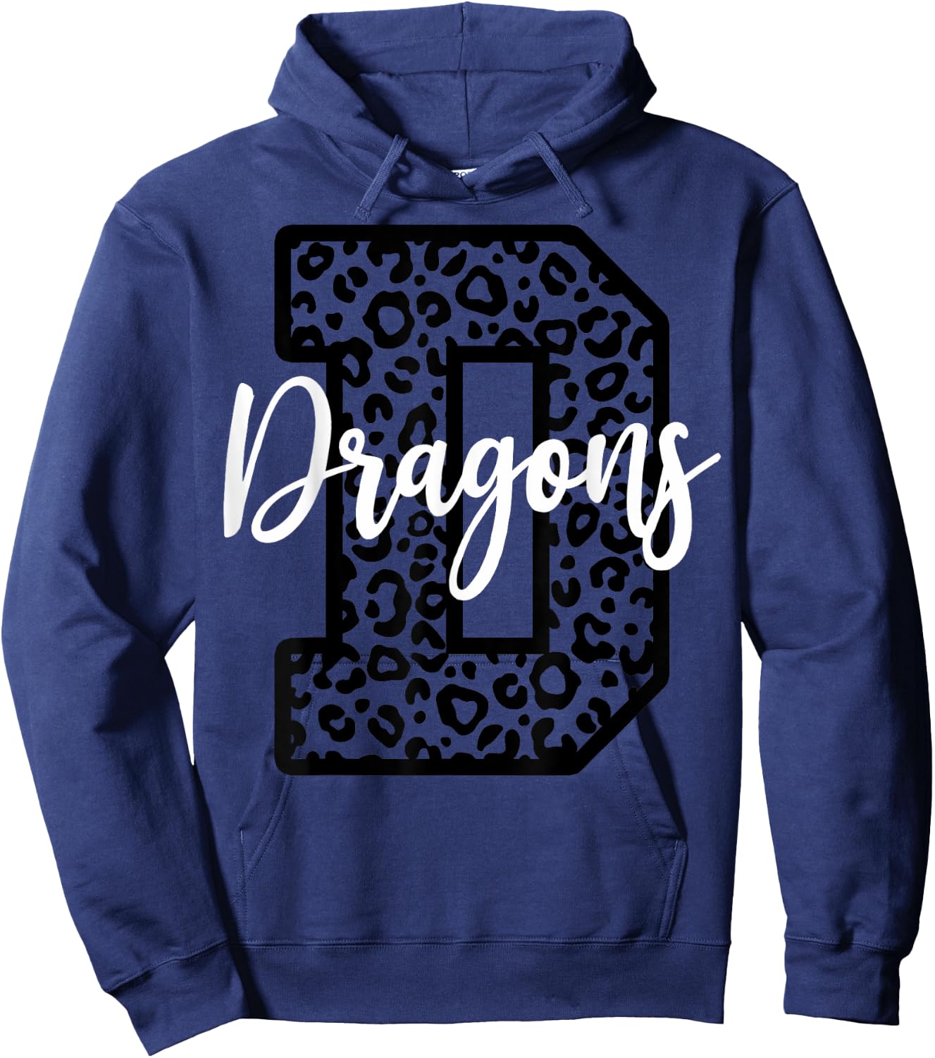 Dragons School Spirit Leopard Cheer Fan Sport Game Day Hoodie - Hoodie | Navy