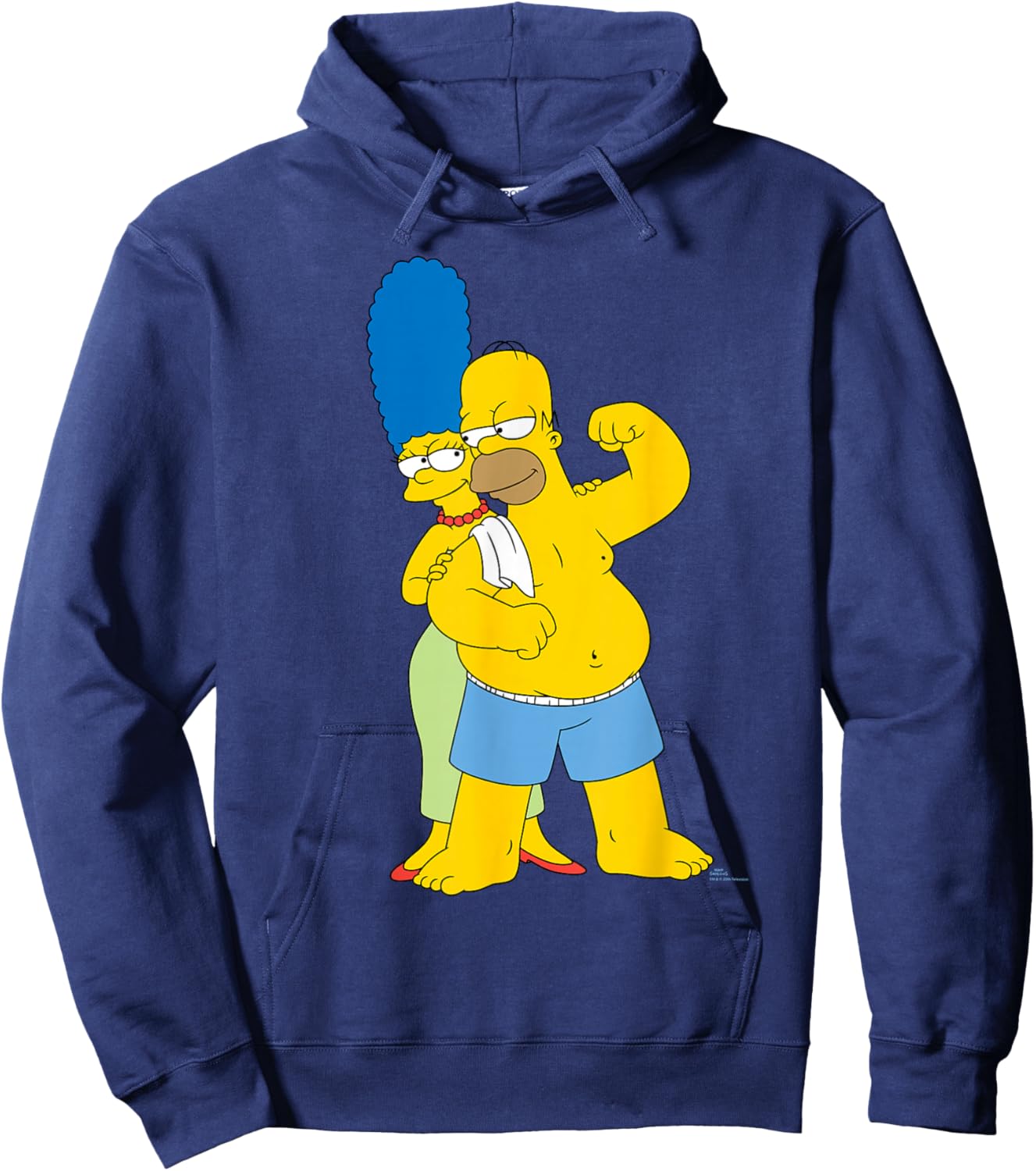The Simpsons Marge and Flexing Homer Valentine’s Day Couple Hoodie - Hoodie | Navy
