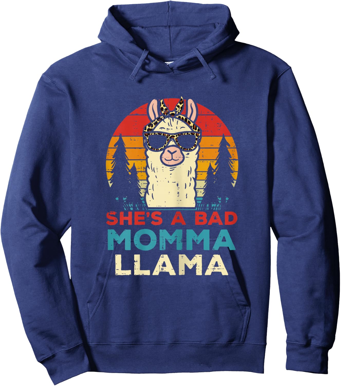 Bad Momma Llama Retro Alpaca Mothers Day Mom Mama Women Hoodie - Hoodie | Navy