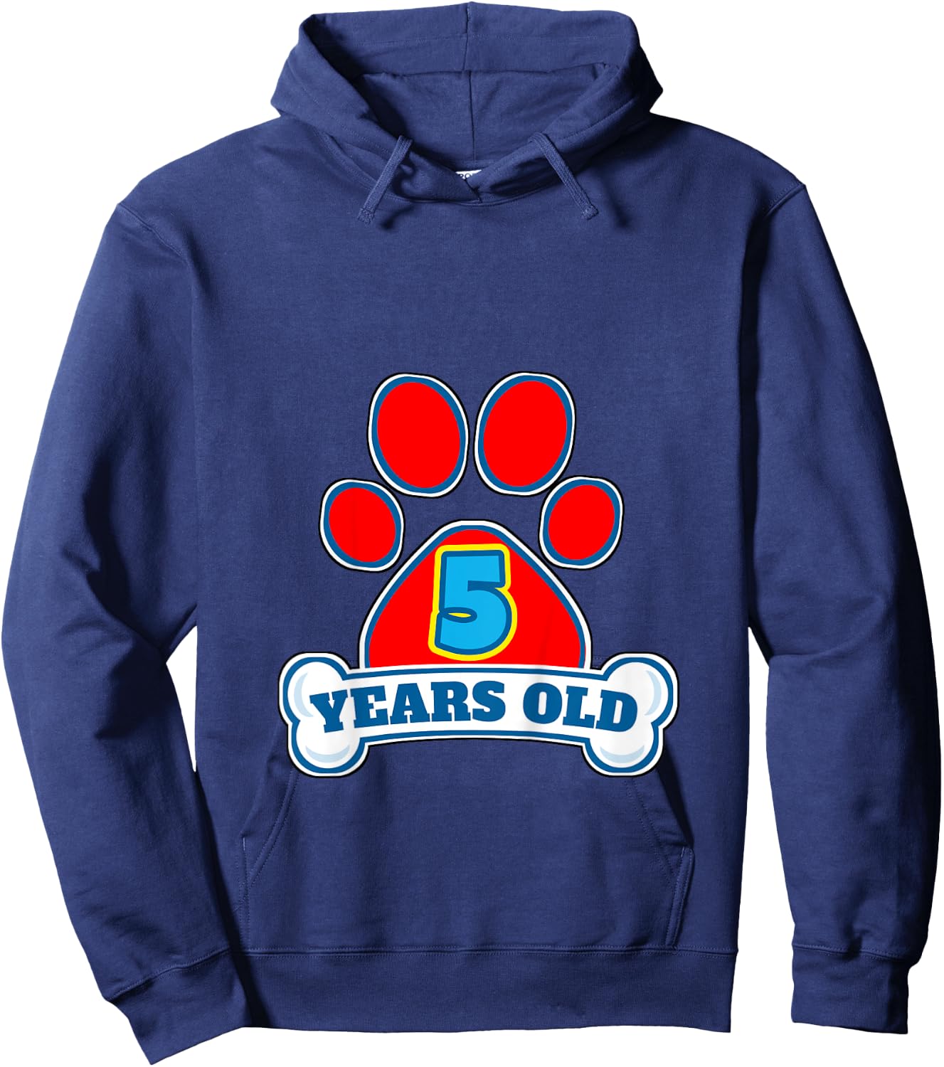 5 Year Old 5th Birthday Paw Themed Party Gift Boys Girls Hoodie - Hoodie | Navy
