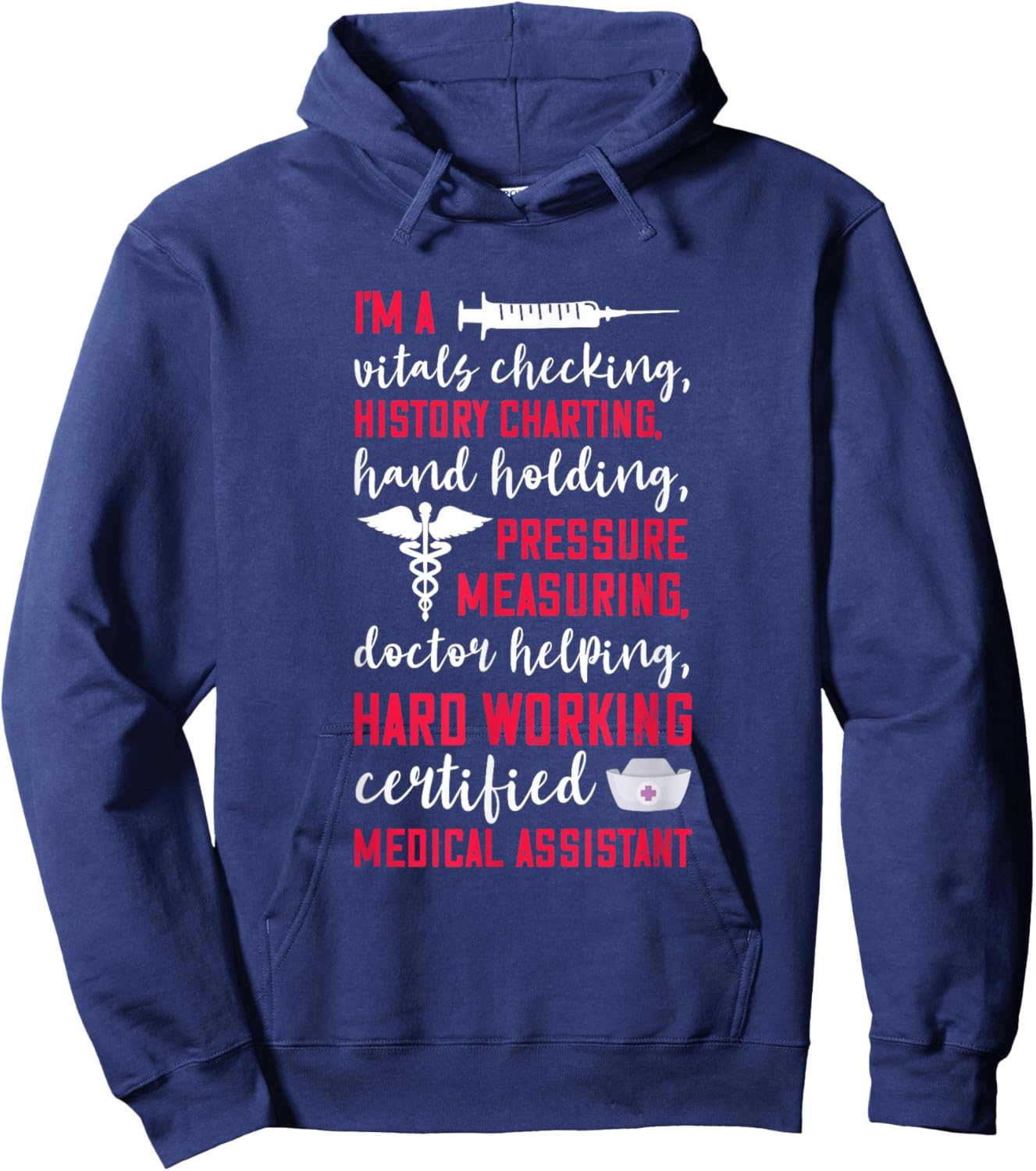 Certified Medical Assistant Hardworking Nurse MA Nursing Hoodie - Hoodie | Navy