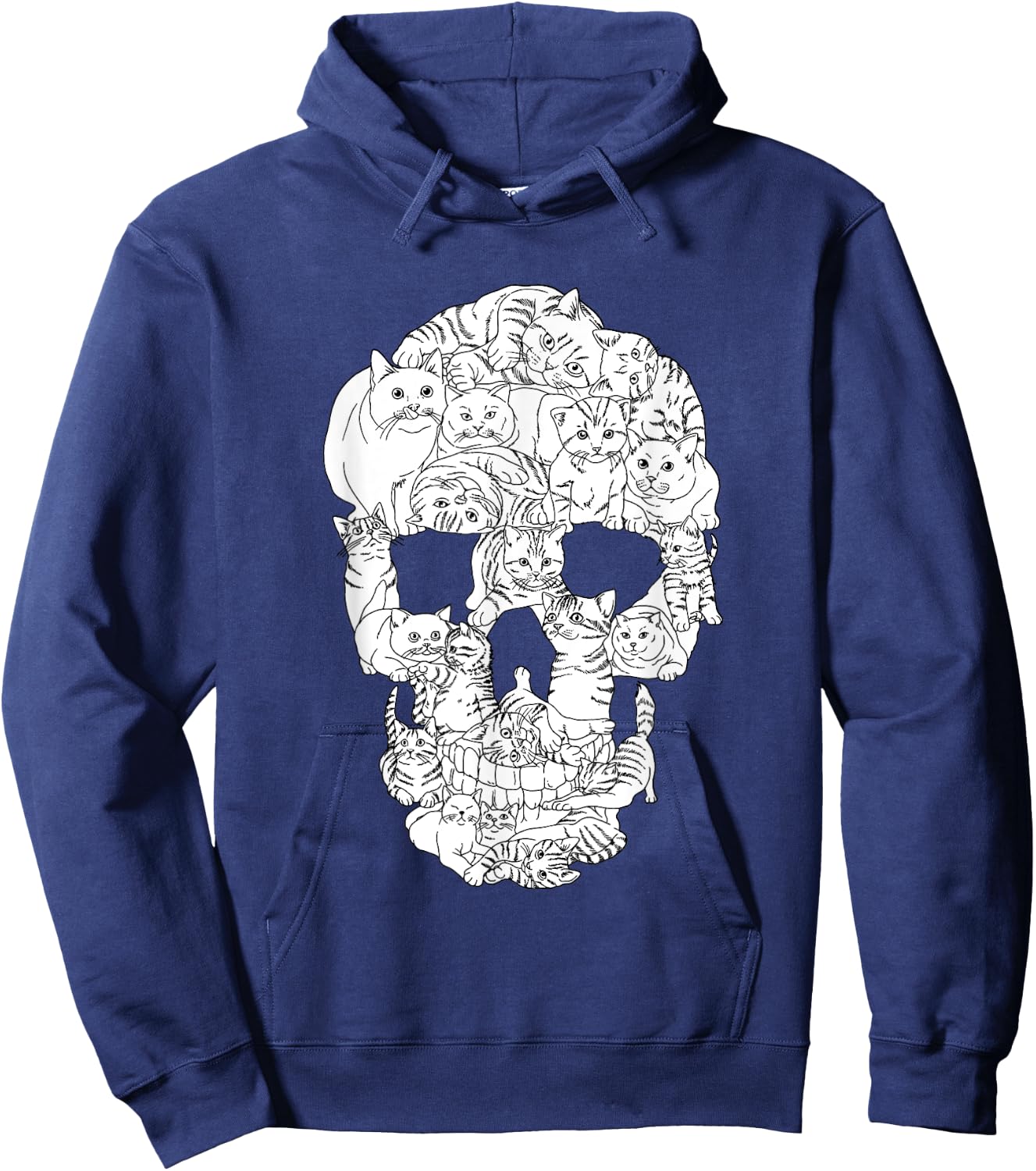 Cat Skull Kitty Skeleton Halloween Emo Goth Punk Girl Teens Hoodie - Hoodie | Navy