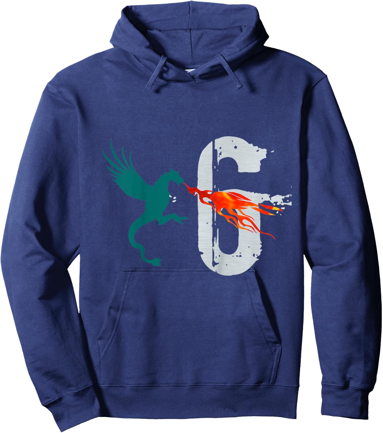 Kids Boys Girls 6 Year Old Birthday Dragon Shirt 6th Birthday Hoodie - Hoodie | Navy
