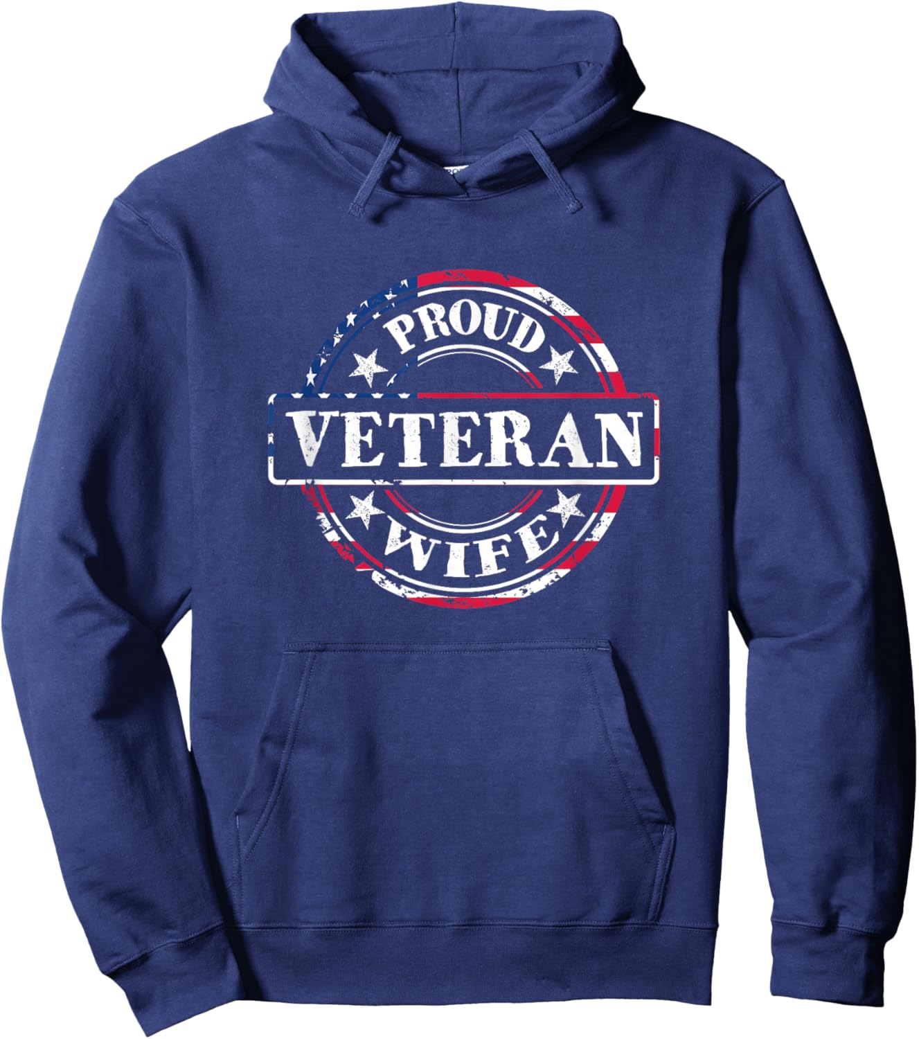 Proud Veteran Wife - American Flag Colors Hoodie - Hoodie | Navy