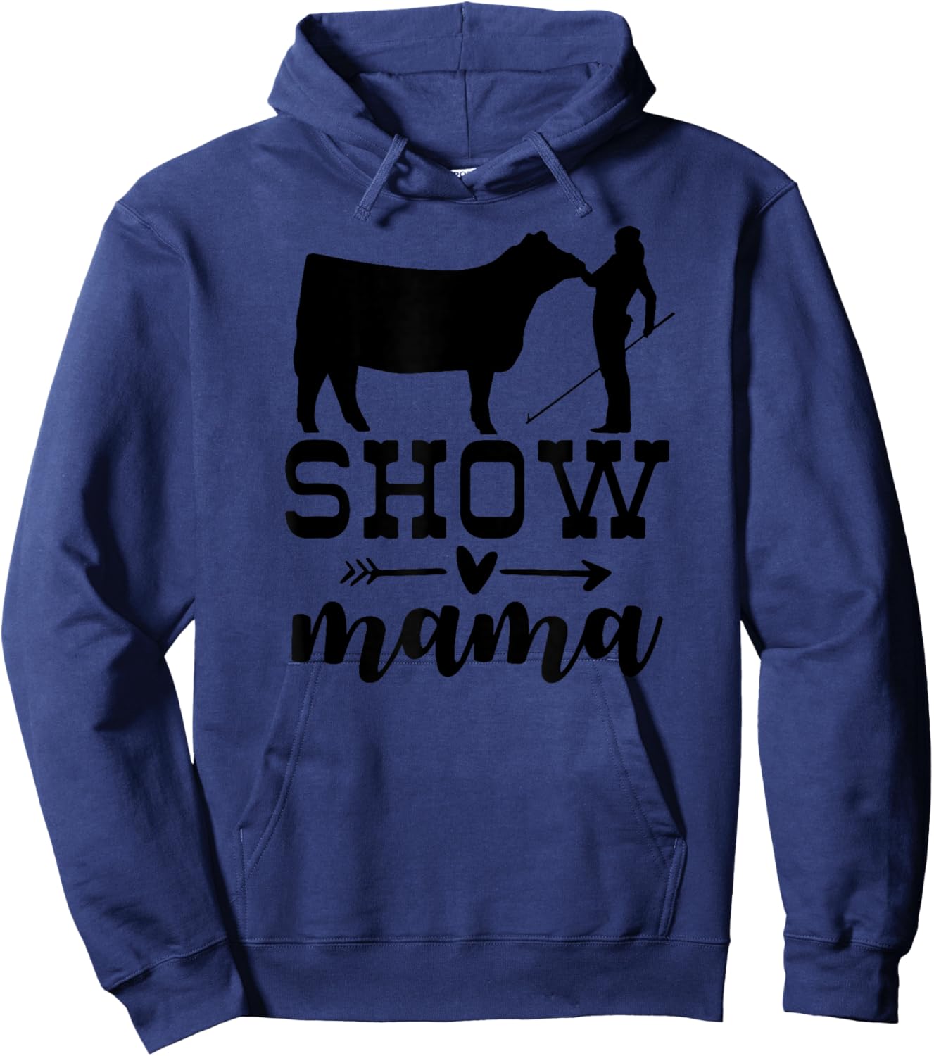 Show Cattle Life Show Cow Mom, Show Beef Mom - Grey, Women's, Small, Short Sleeve, Classic Fit, Cotton 50% Polyester 50% Hoodie - Hoodie | Navy