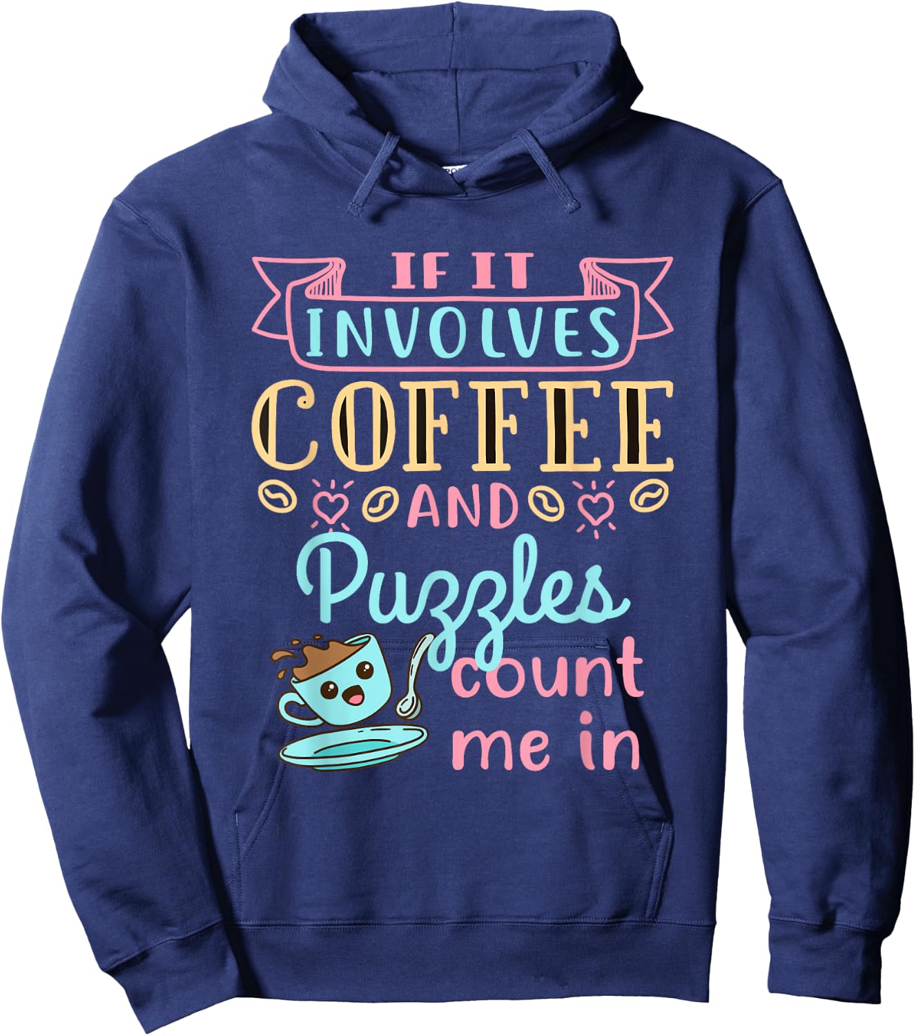 Coffee and Puzzles Jigsaw Puzzle Lover Enthusiast Hobby Hoodie - Hoodie | Navy