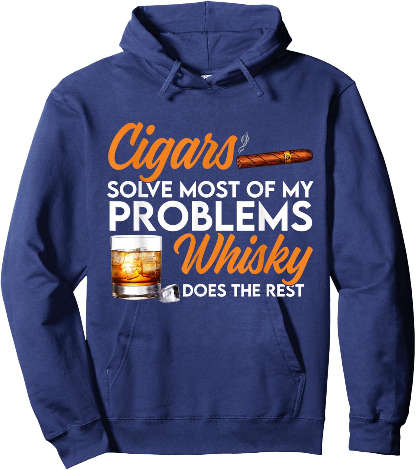 Cigars And Whiskey Funny Drinking Lover Adults Men Women Hoodie - Hoodie | Navy