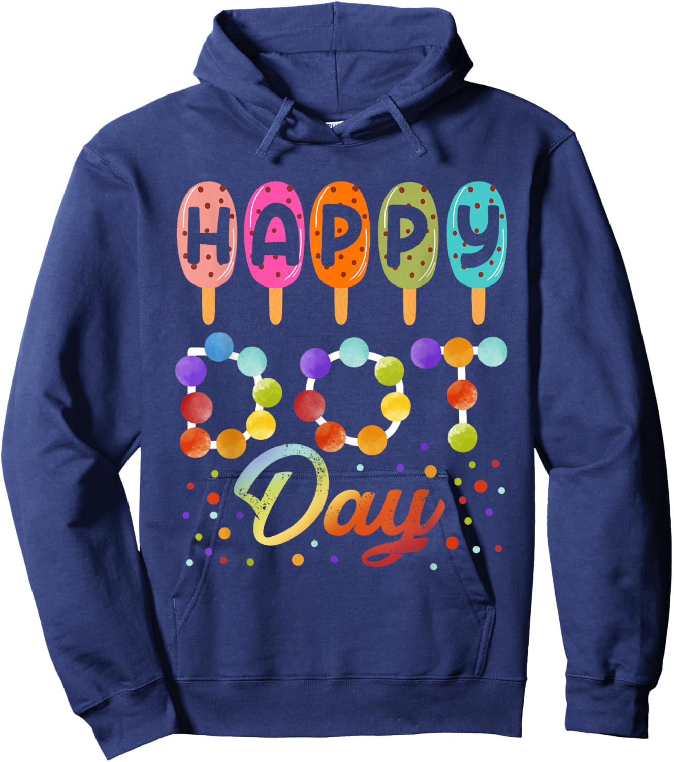 Happy Dot Day Ice Cream Colorful Polka Dot Boy Girl Kids Hoodie - Hoodie | Navy