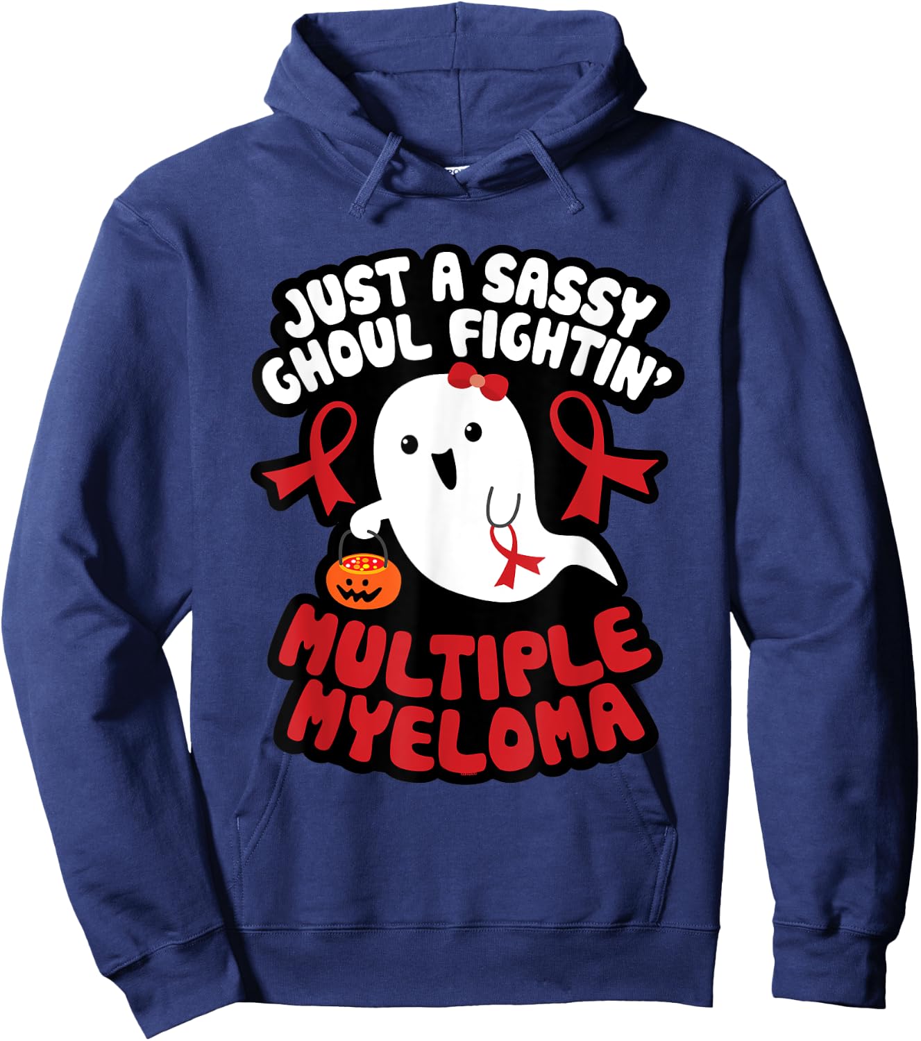 Sassy Ghoul Fighting Multiple Myeloma Halloween Cute Ghost Hoodie - Hoodie | Navy