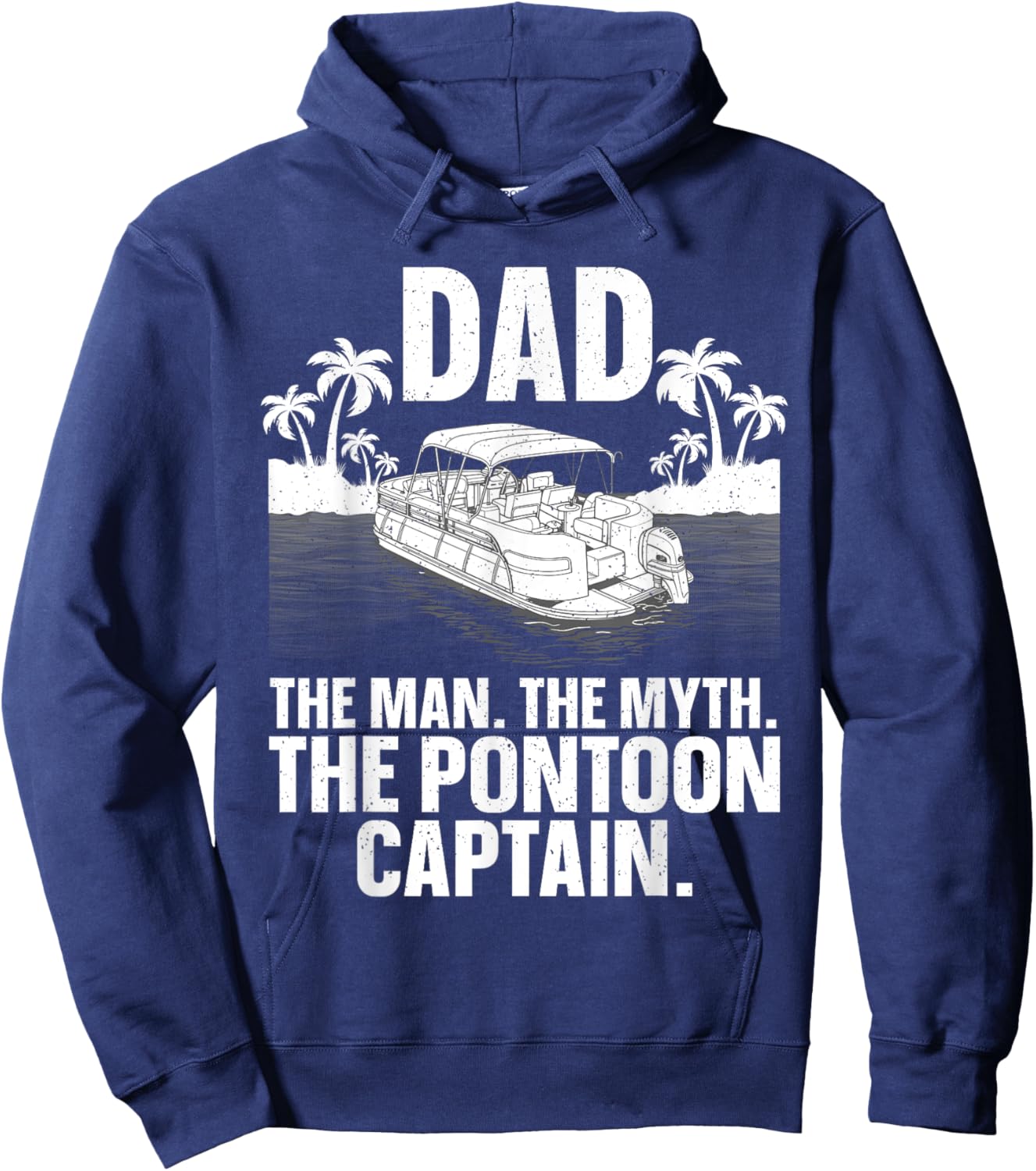 Funny Pontoon Dad Art Boating Pontoon Boat Captain Hoodie - Hoodie | Navy