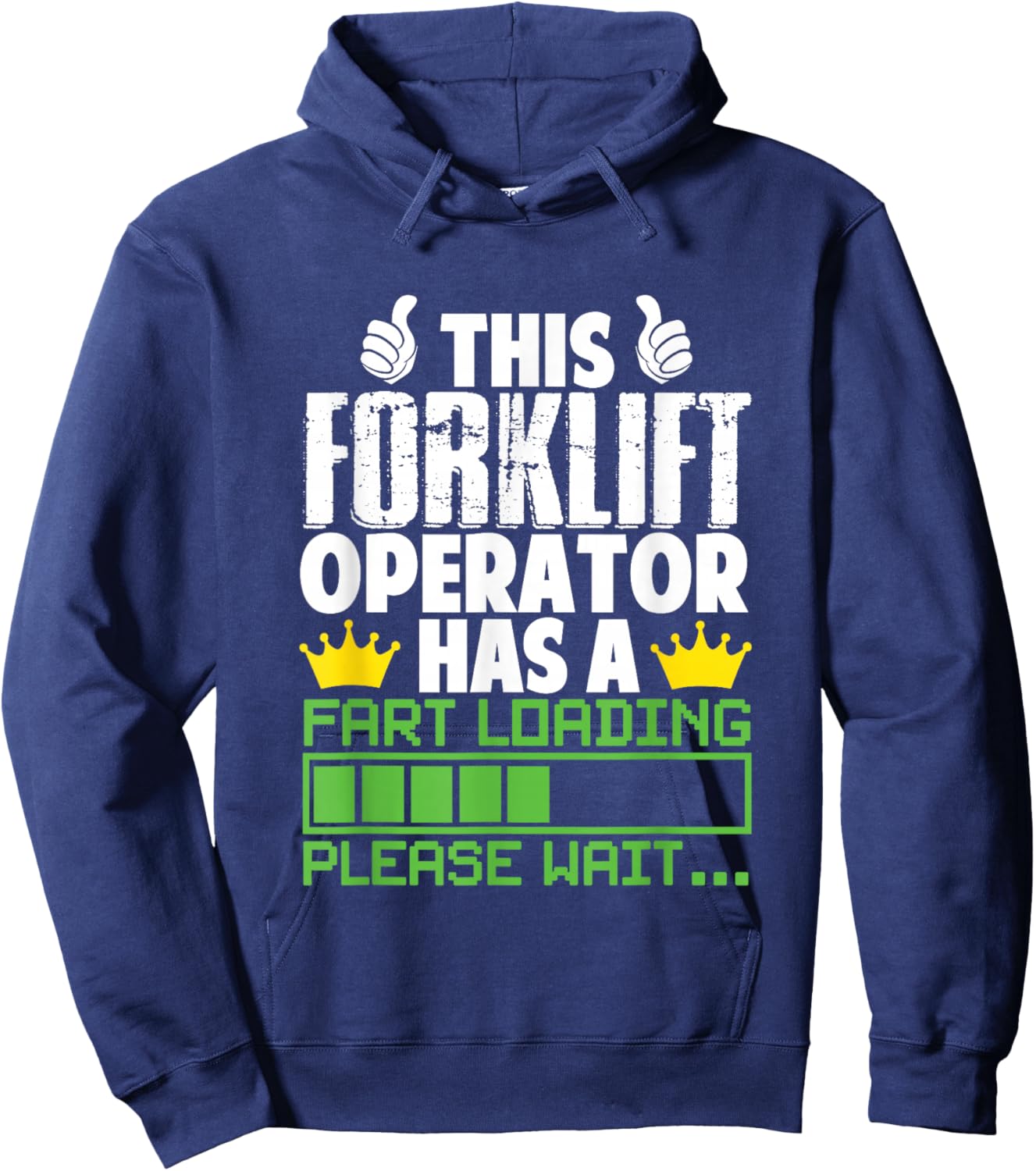 Oddly Specific Apparel -Adults Black Small Humorous Novelty Modern Forklift Operator Fart Loading Funny Ironic Hoodie - Hoodie | Navy