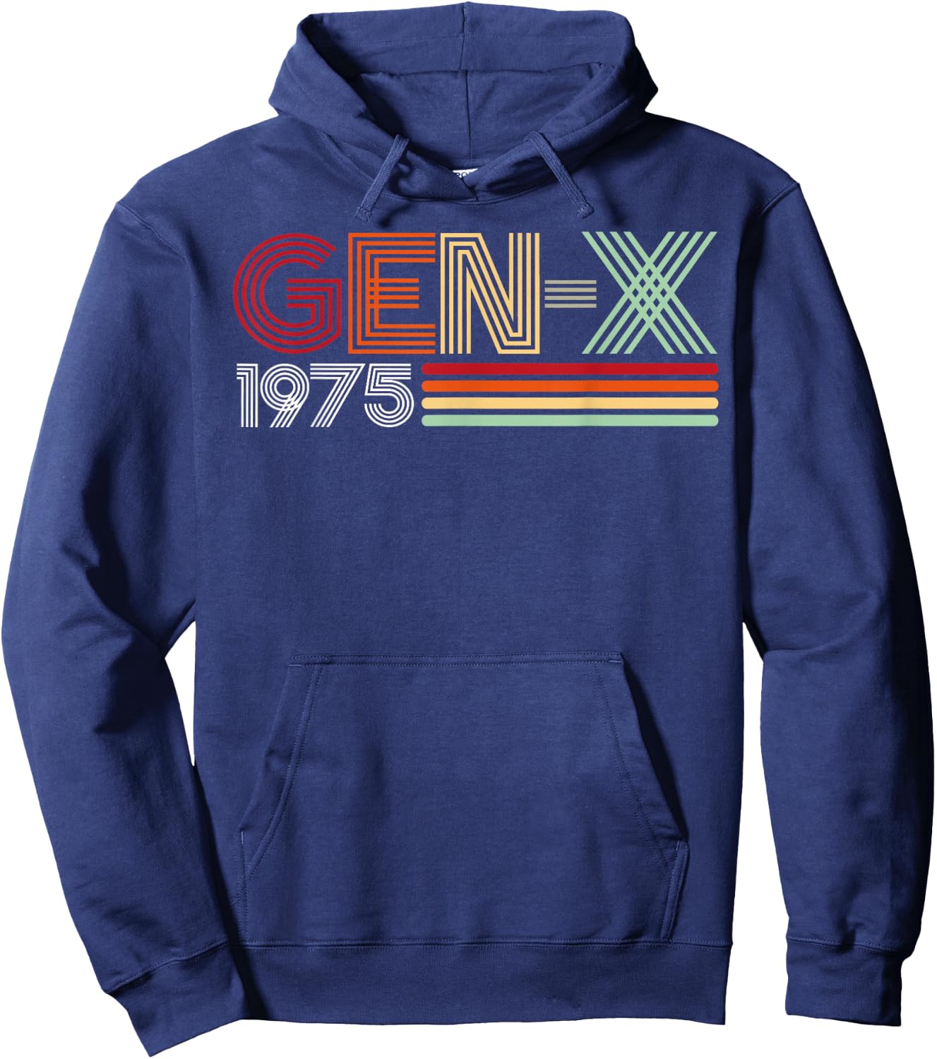 Gen X 1975 Retro Generation Xer Vintage Text Style Hoodie - Hoodie | Navy