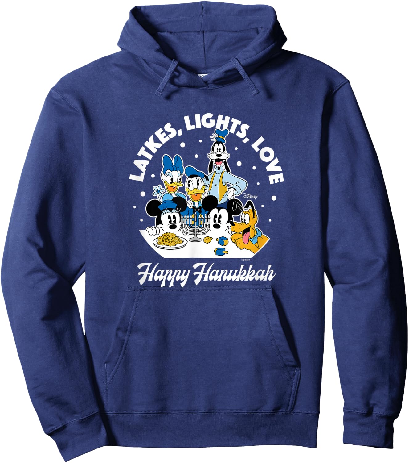 Disney - Mickey Minnie Donald Goofy Pluto Happy Hanukkah Hoodie - Hoodie | Navy