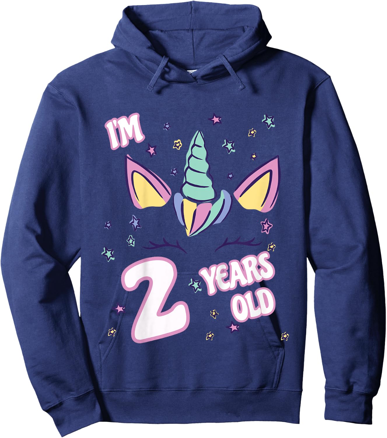 Unicorn 2nd birthday i'm 2 years old girl unicorn design Hoodie - Hoodie | Navy
