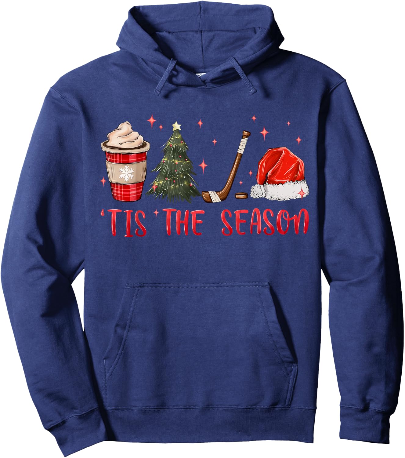 Tis The Season Hockey Coffee Xmas Tree Ice Hockey Christmas Hoodie - Hoodie | Navy