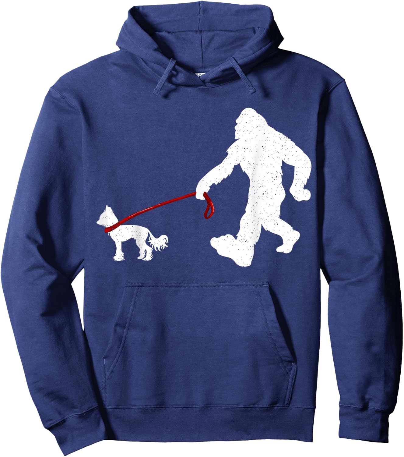 Funny Bigfoot Walking With Chinese Crested Dog Gifts Hoodie - Hoodie | Navy