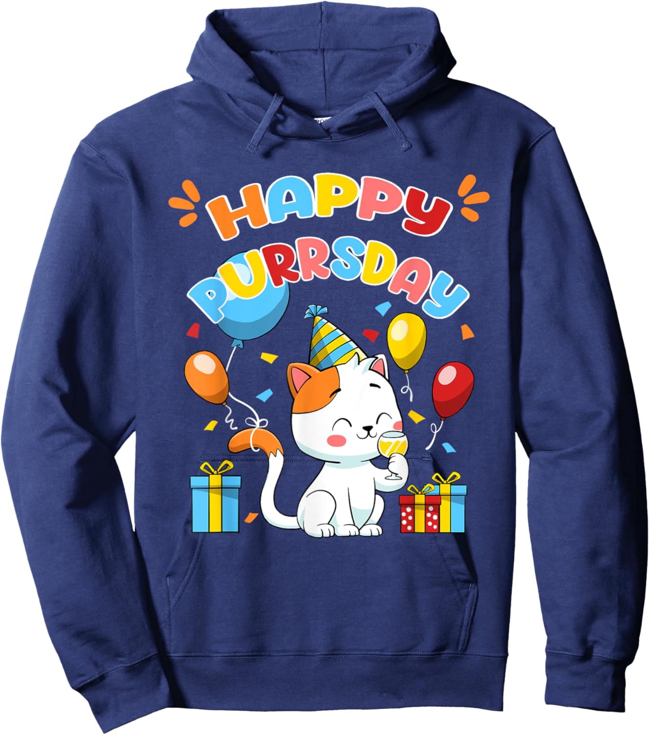 Happy Birthday Cat Kitten Lover Funny Cute Kitty Pet Owner Men Women Girls Kids Hoodie - Hoodie | Navy