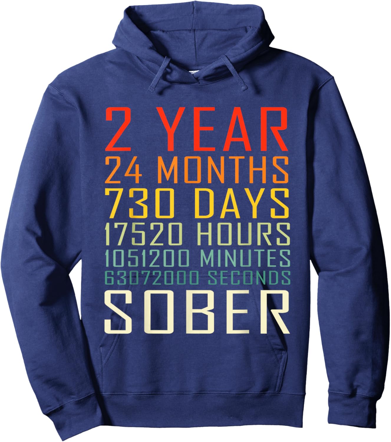 2 Year Sobriety Anniversary Vintage 2 Years Sober Hoodie - Hoodie | Navy