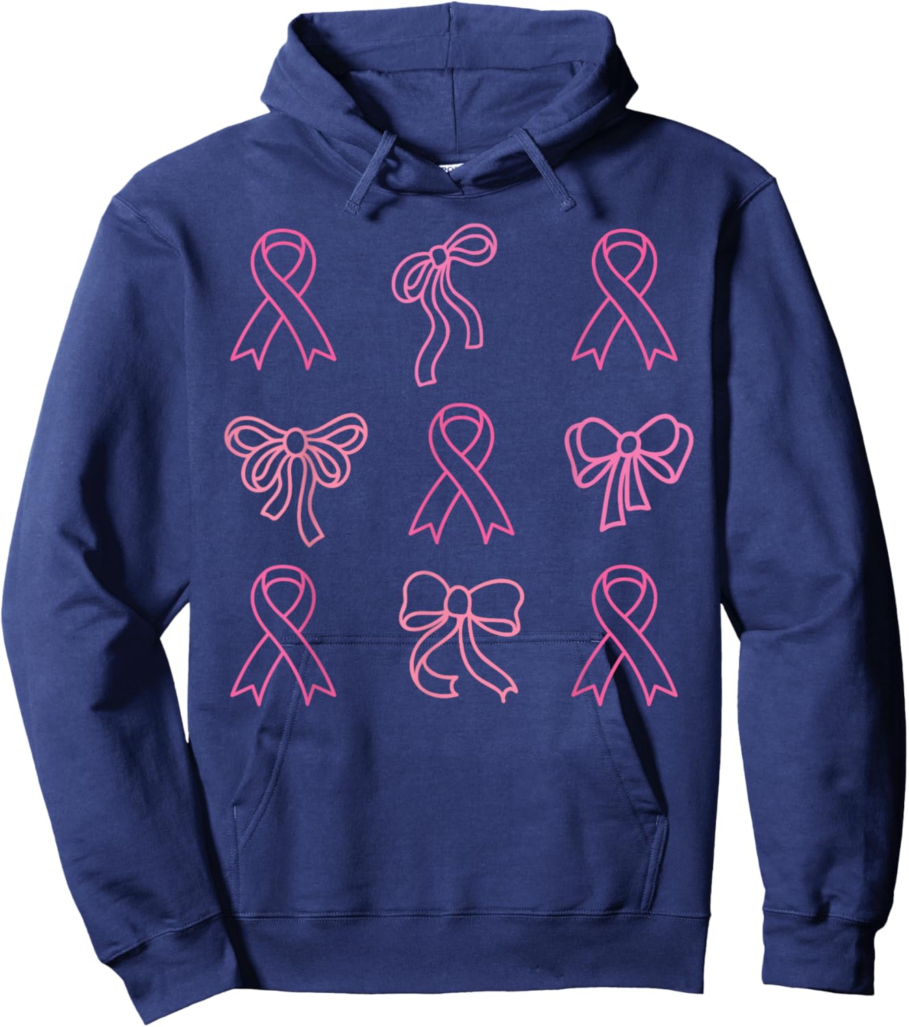 Breast Cancer Awareness Pink Coquette Bow Warrior Hoodie - Hoodie | Navy