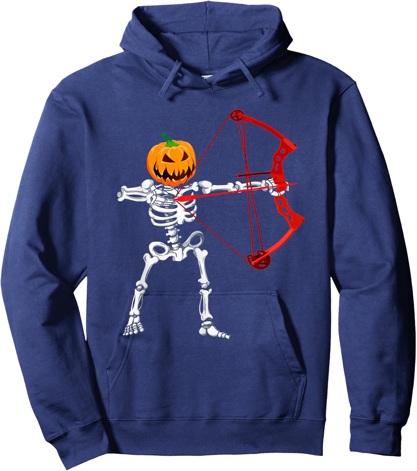 Skeleton Archery Halloween Pumpkin Bow Hunting Hoodie - Hoodie | Navy
