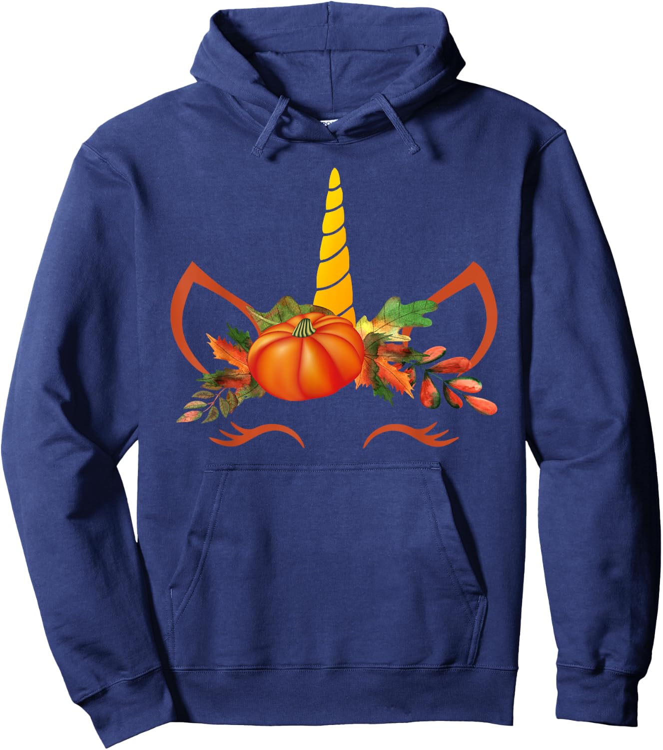Cute Unicorn Pumpkin Shirts for Kids Halloween Thanksgiving Hoodie - Hoodie | Navy