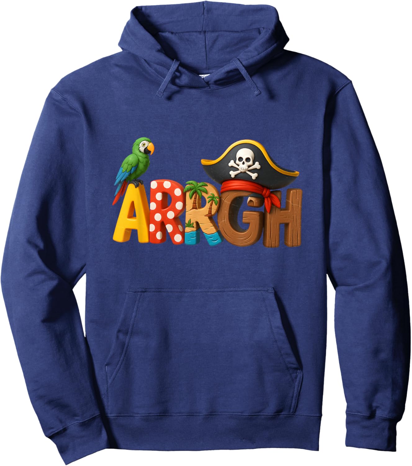 Pirate Arrgh Parrot Skull Hat Adventure Style Ocean Lovers Hoodie - Hoodie | Navy