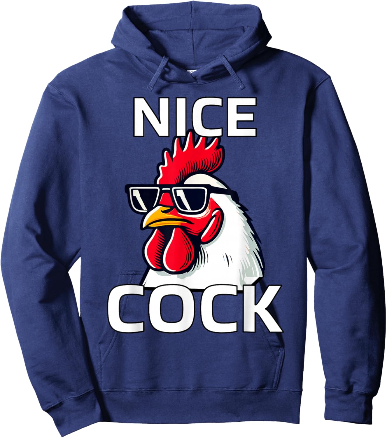 Nice Cock Funny Rooster with Cool Sunglasses Design Hoodie - Hoodie | Navy
