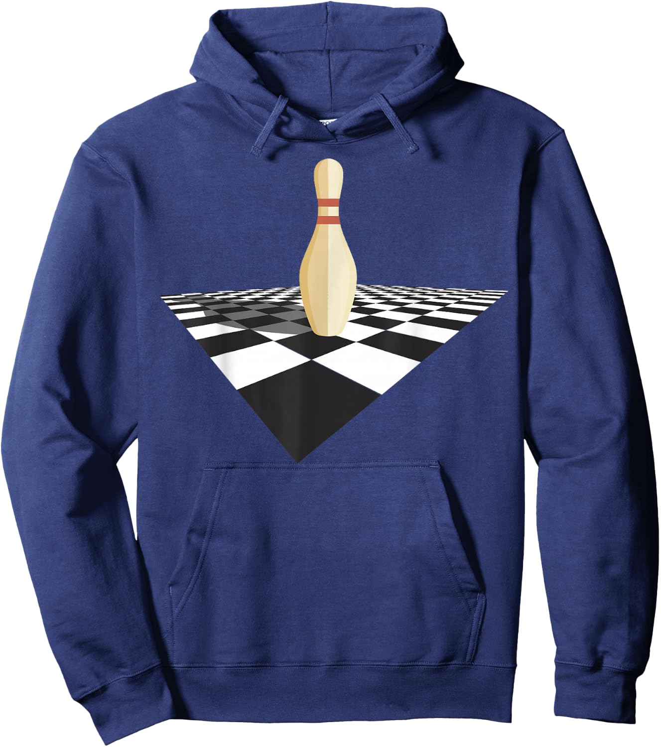 The Big Lebowski Bowling Pin Checkered Floor Graphic Hoodie - Hoodie | Navy