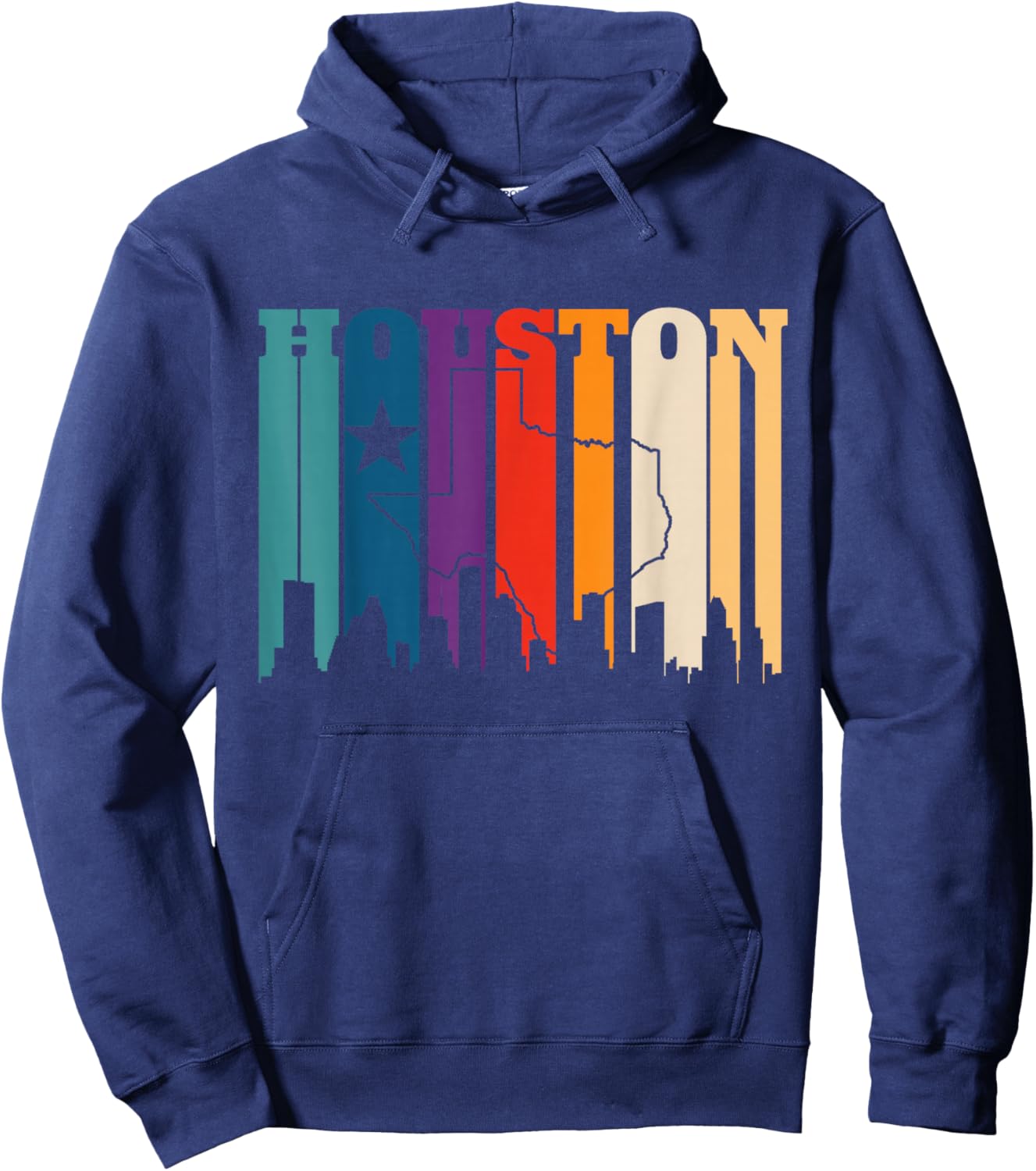 Houston Texas Map Skyline Gift Texas Home State Souvenir Hoodie - Hoodie | Navy