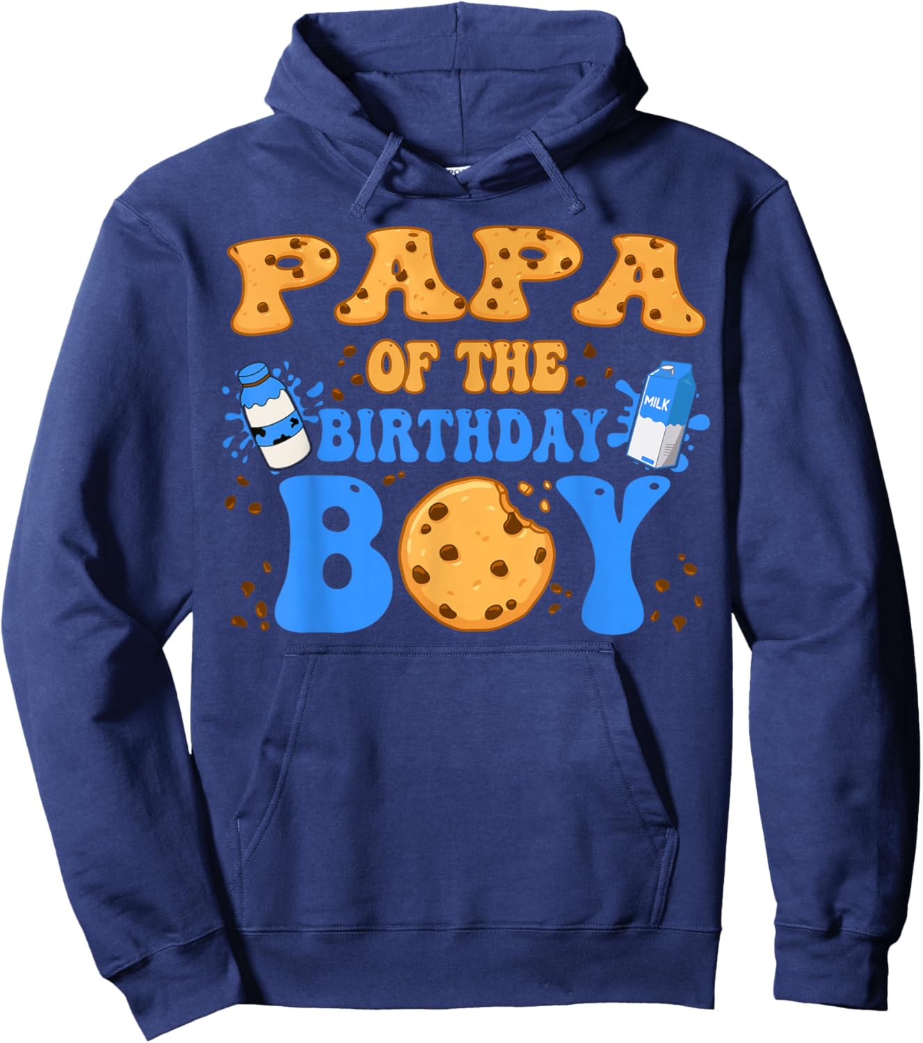 Papa Of The Birthday Boy Milk and Cookies Lover Hoodie - Hoodie | Navy