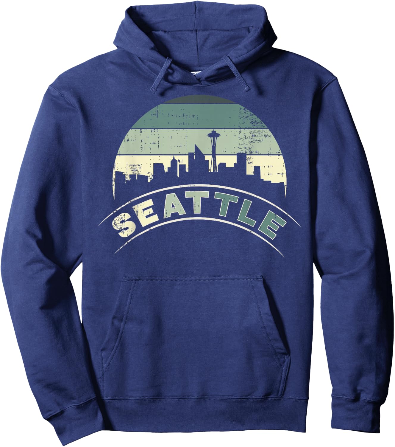 Grunge Seattle Skyline Distressed Look design Hoodie - Hoodie | Navy