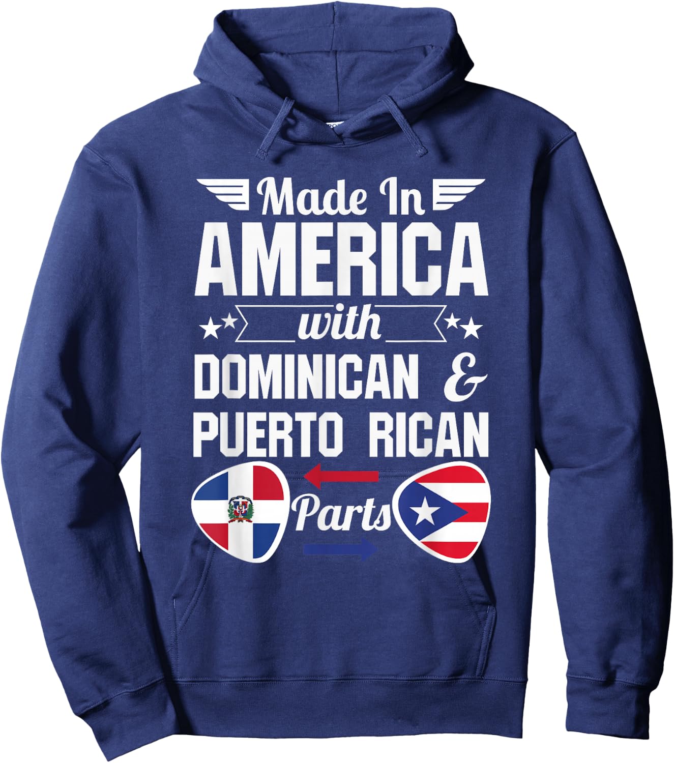 Dominirican Puerto Rico and Republica Dominicana Pride Flag Hoodie - Hoodie | Navy