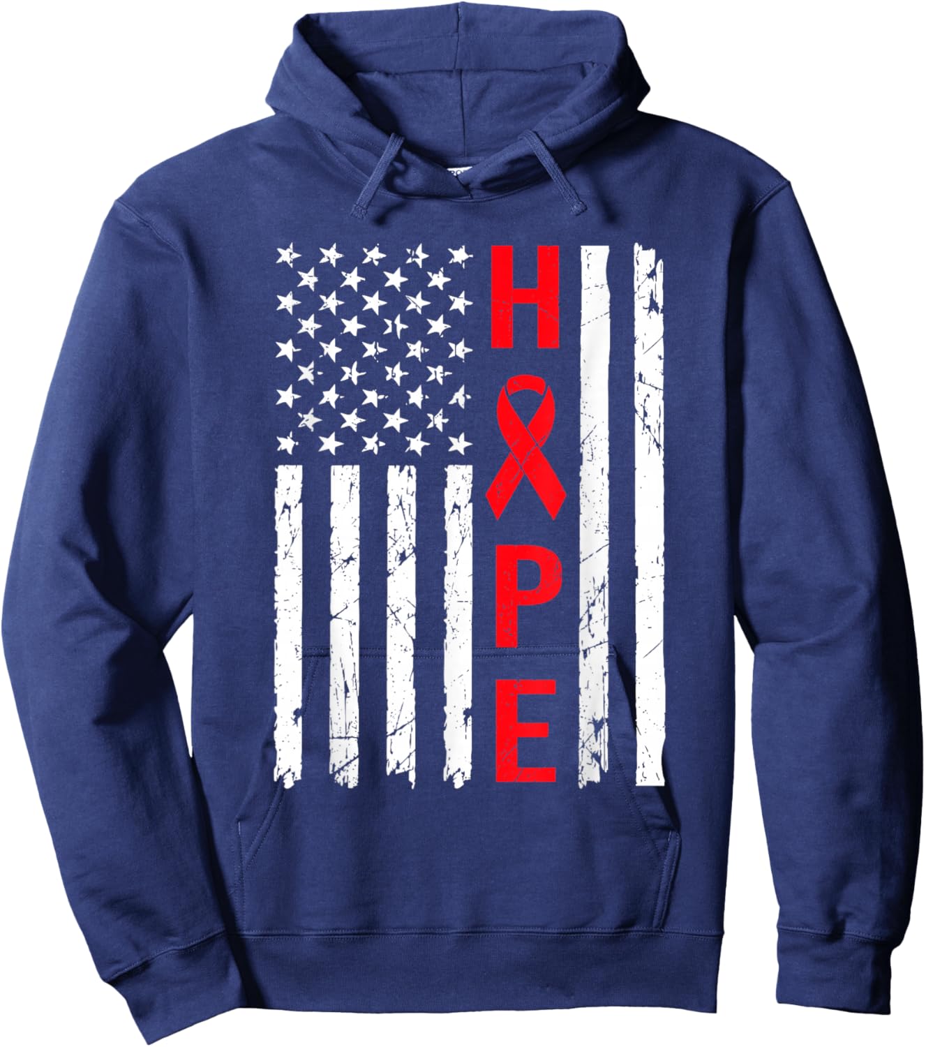 Hope Aids Flag Red Ribbon World Aids Day Hiv Aids Awareness Hoodie - Hoodie | Navy