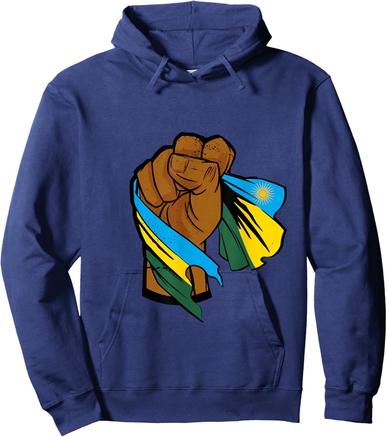 Rwanda Flag Rwandan Roots Rwandan Pride Power Handfist Hoodie - Hoodie | Navy