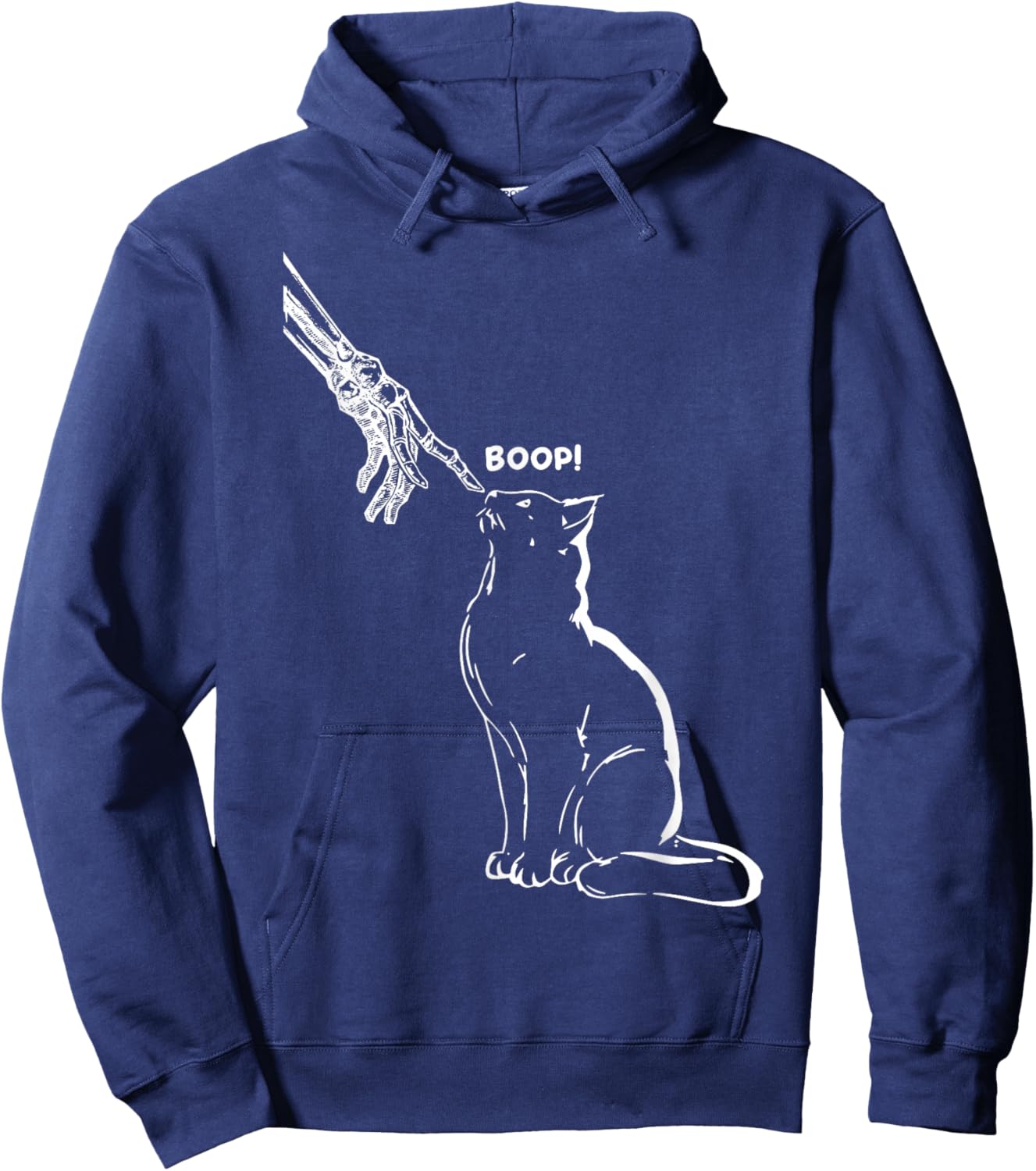 Black Cat Skeleton Hand Boop Halloween Pet Women Girls Kids Hoodie - Hoodie | Navy
