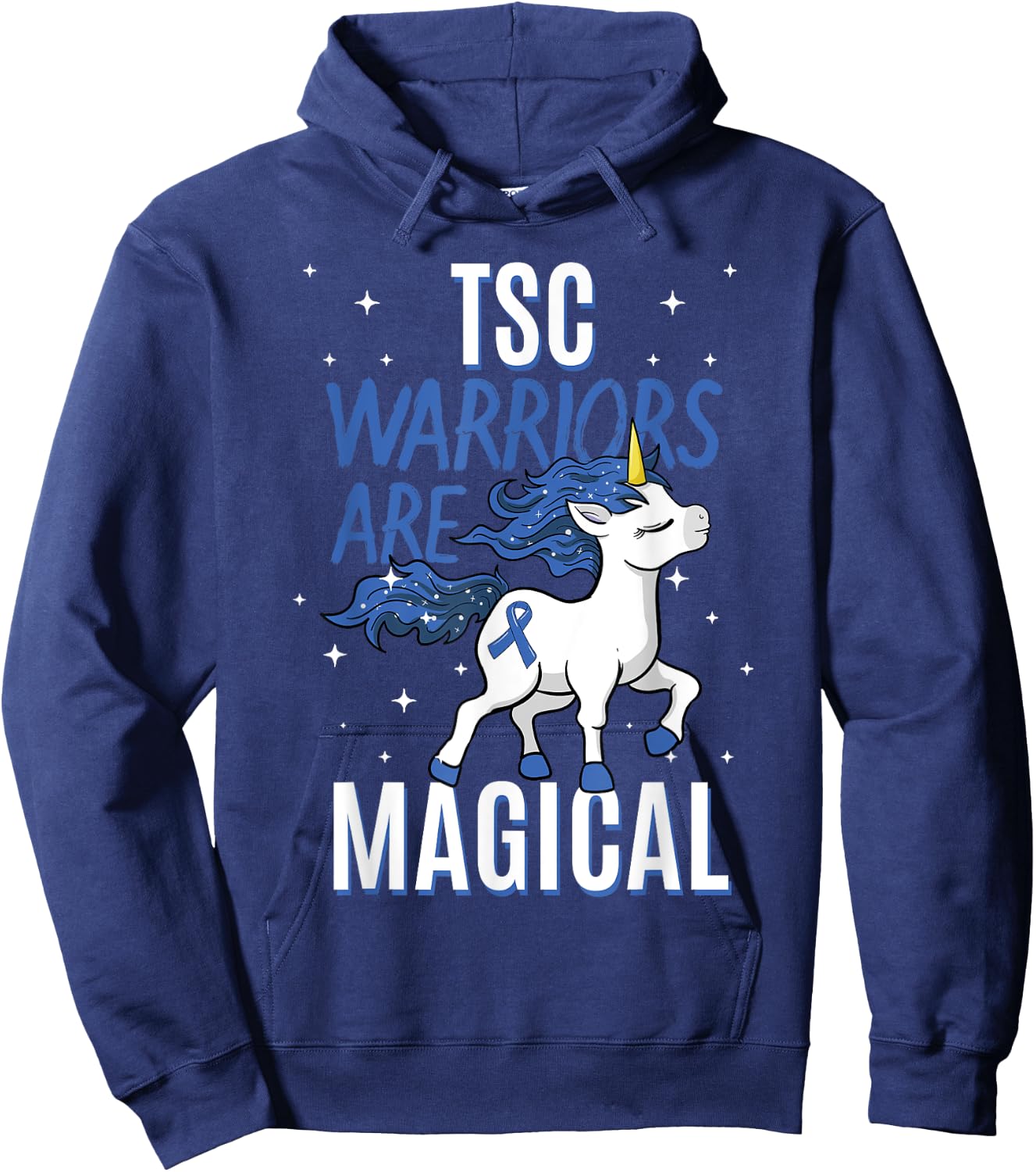 Tuberous Sclerosis Complex TSC Magical Unicorn Blue Ribbon Hoodie - Hoodie | Navy