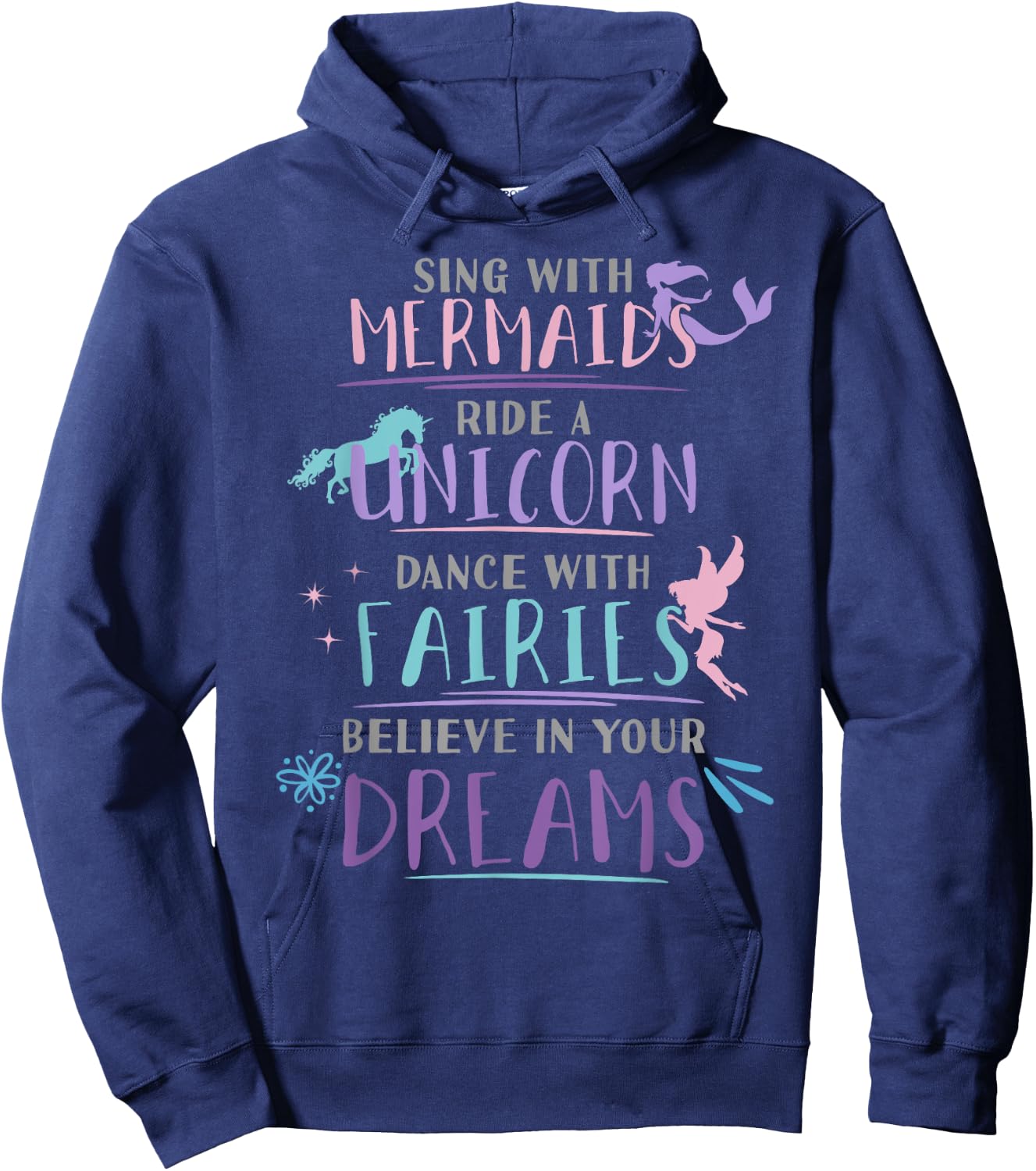 Cute Mermaid Unicorn Fairy Enchanted Girls Hoodie - Hoodie | Navy
