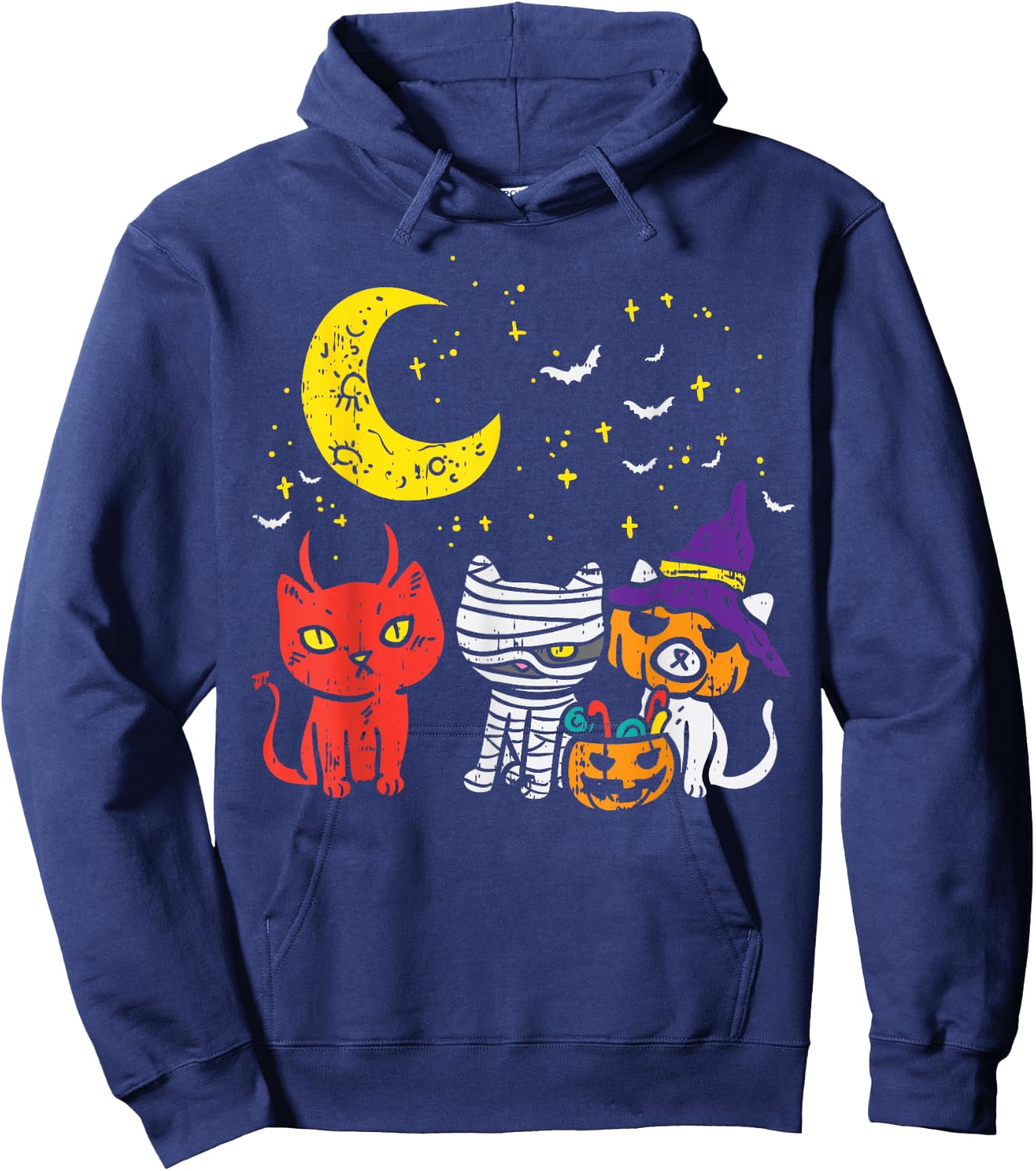 Kitten Mummy Pumpkin Devil Cute Halloween Cat Lover Gift Hoodie - Hoodie | Navy