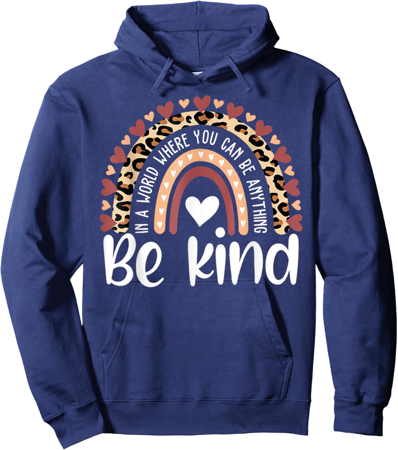 Unity Day Orange Anti Bullying Leopard Rainbow Kids Girls Hoodie - Hoodie | Navy