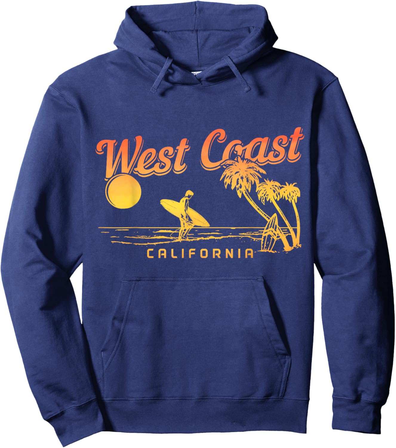 West Coast California Beach Surfing Vintage Surfer Hoodie - Hoodie | Navy