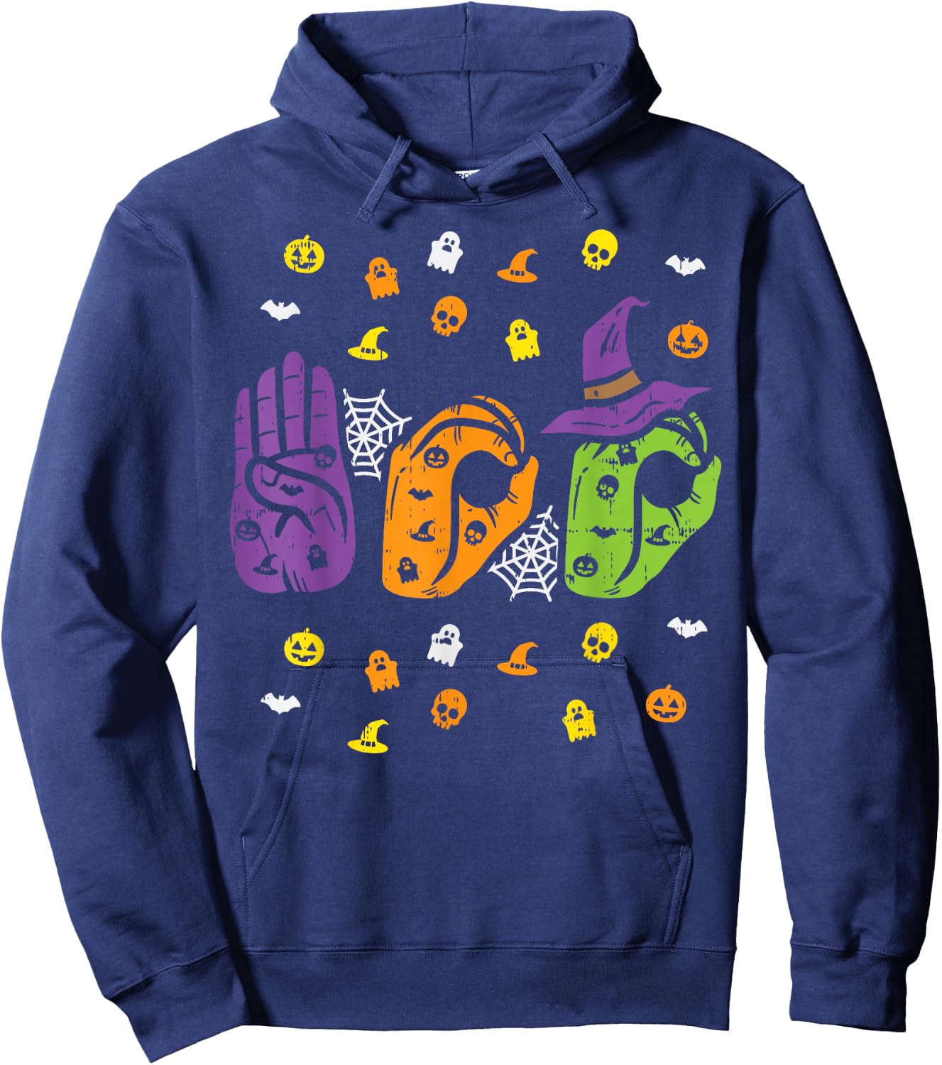 Boo Hands American Sign Language Pride ASL Halloween Hoodie - Hoodie | Navy