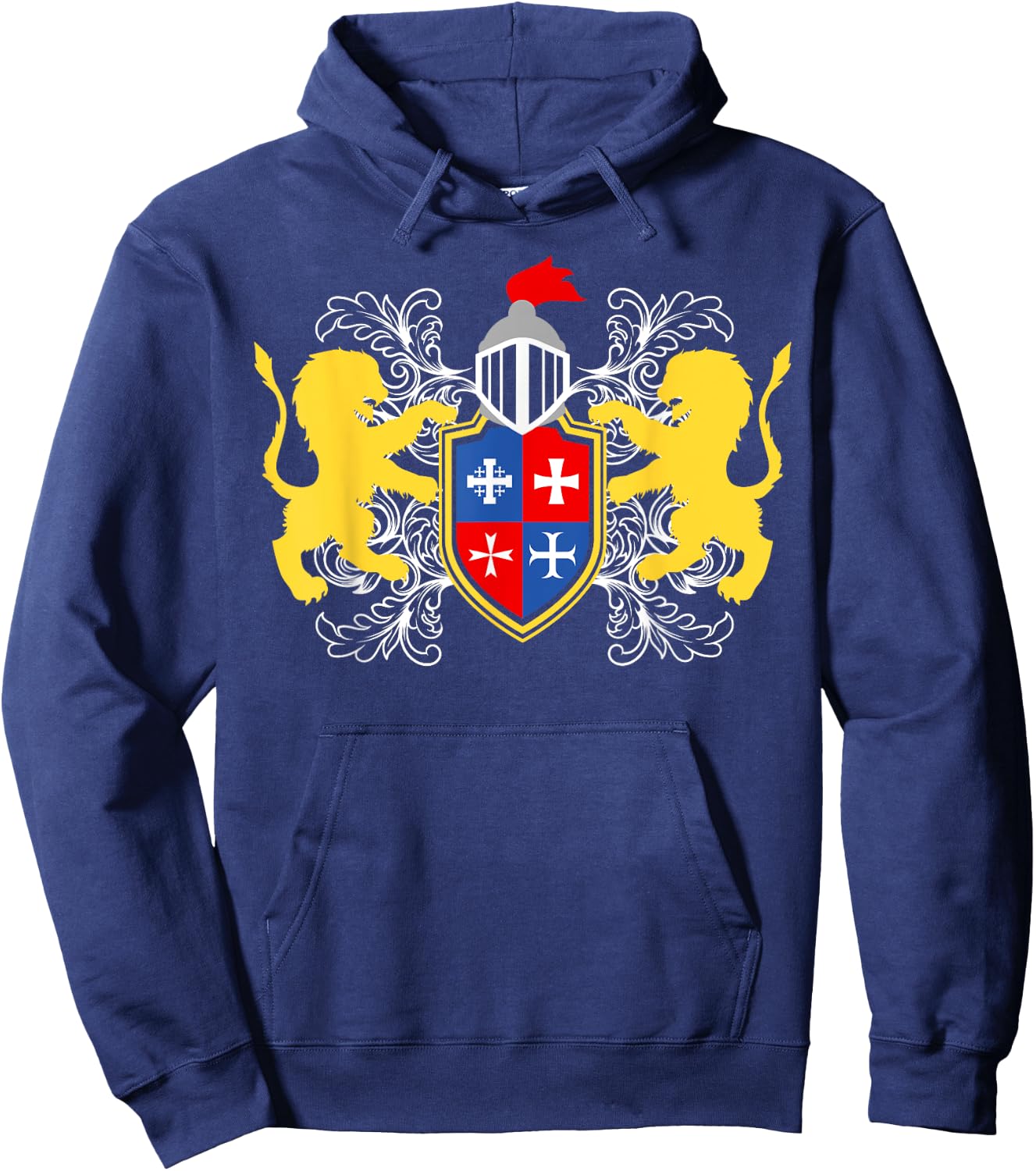 Knight Armour with Lions on Breast Armour Medieval Knight Hoodie - Hoodie | Navy