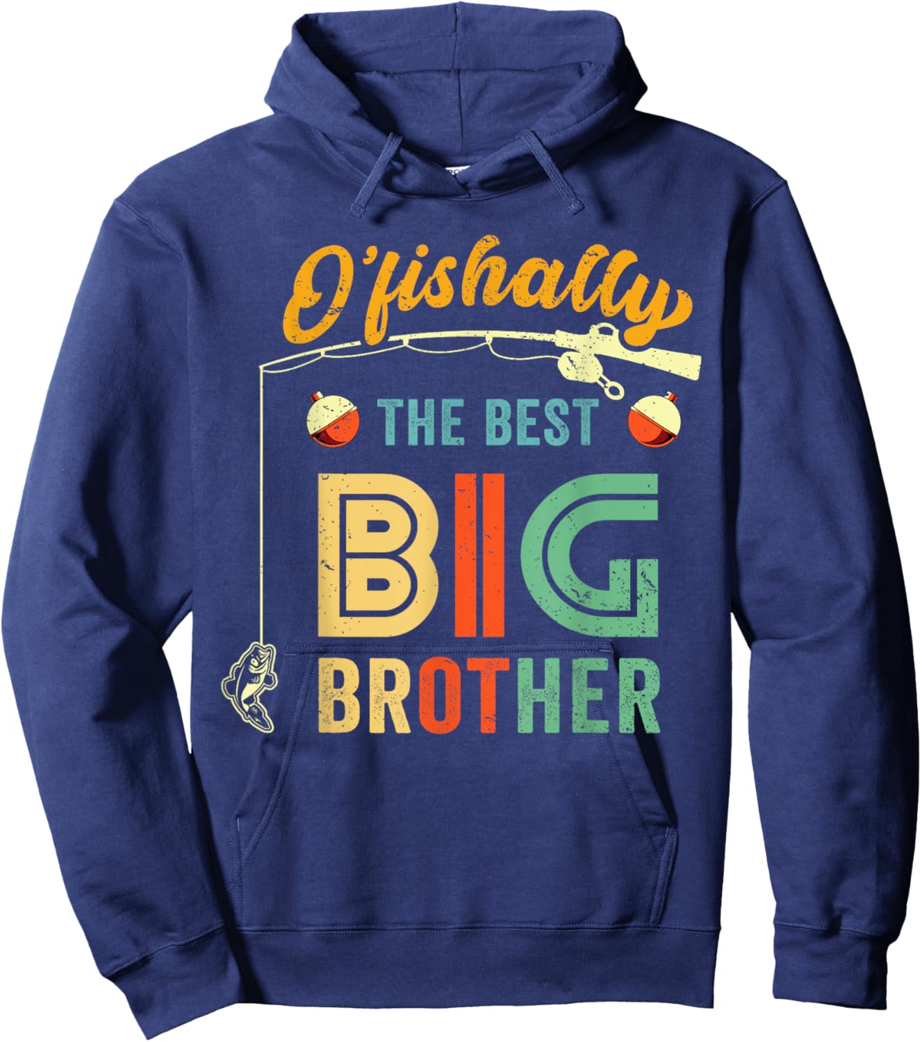Ofishally The Best Big Brother Cute Boys Fishing Gift Kids Hoodie - Hoodie | Navy