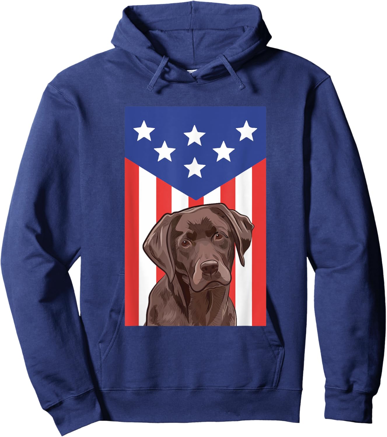 Labrador Retriever Chocolate Lab American Flag Funny Patriot Hoodie - Hoodie | Navy