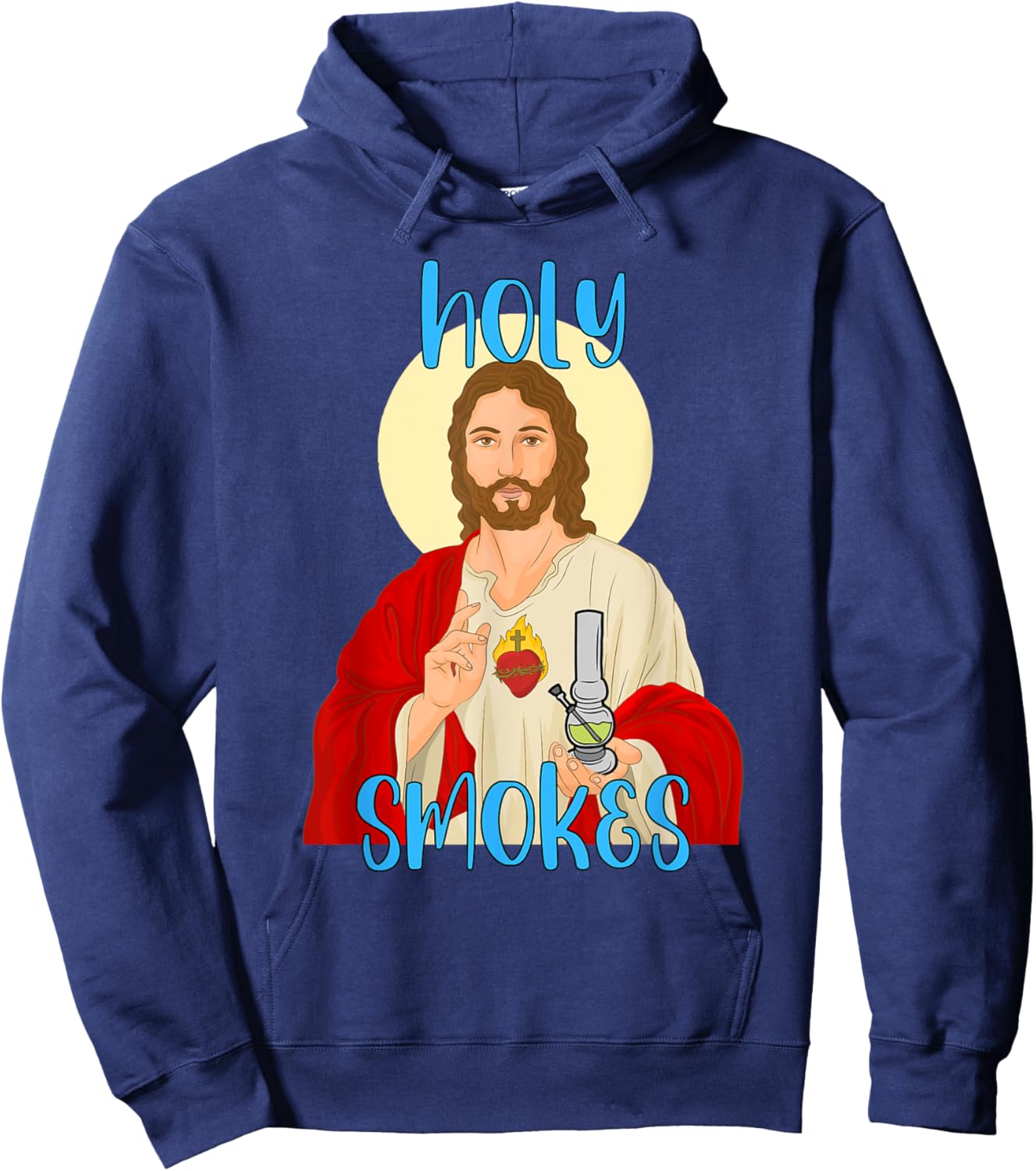 Holy Smokes Funny Jesus Apparel Weed 420 Merch Hoodie - Hoodie | Navy
