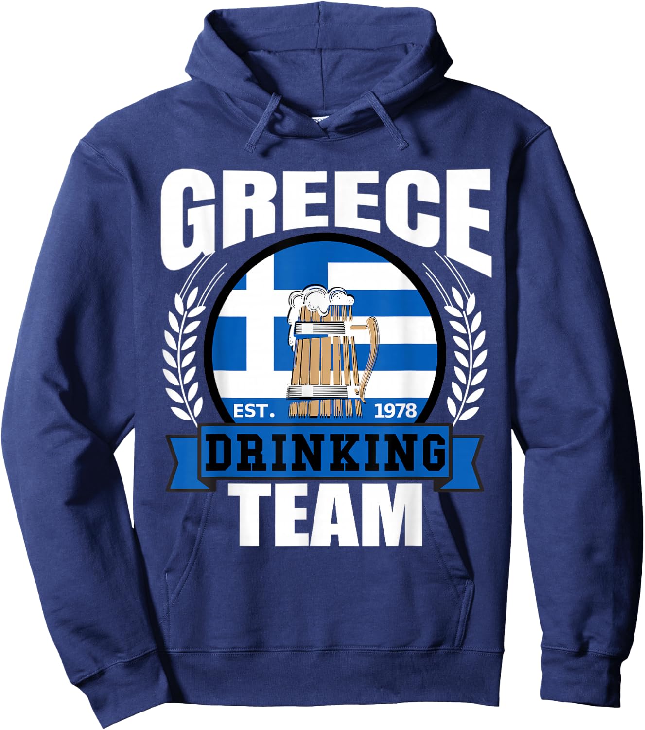 Greece Drinking Team Greek Flag Beer Party Grecian Gift Hoodie - Hoodie | Navy