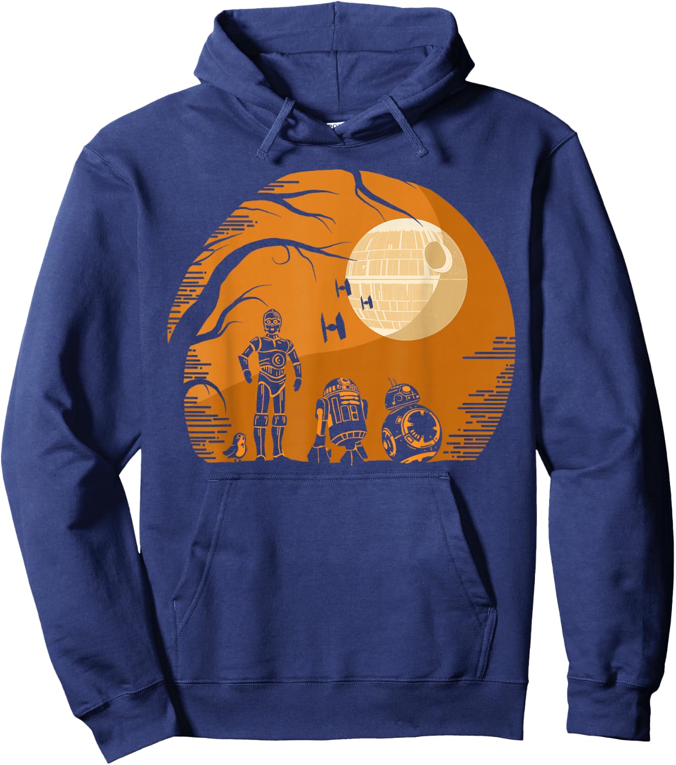 Star Wars Droids Halloween Orange Hue Death Star Portrait Hoodie - Hoodie | Navy