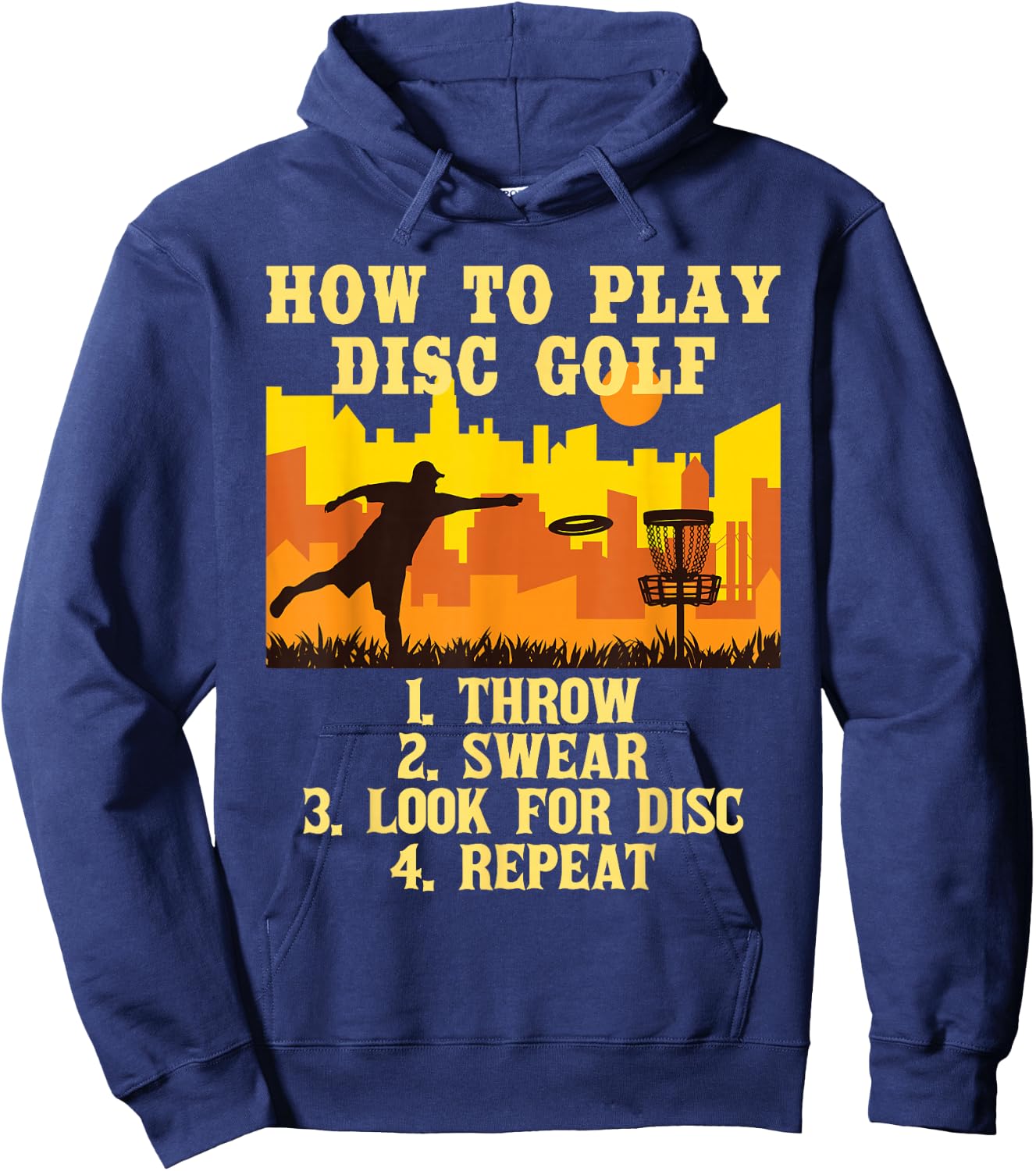 How to Play - Disc Golf Player Flying Disc Golfer Hoodie - Hoodie | Navy