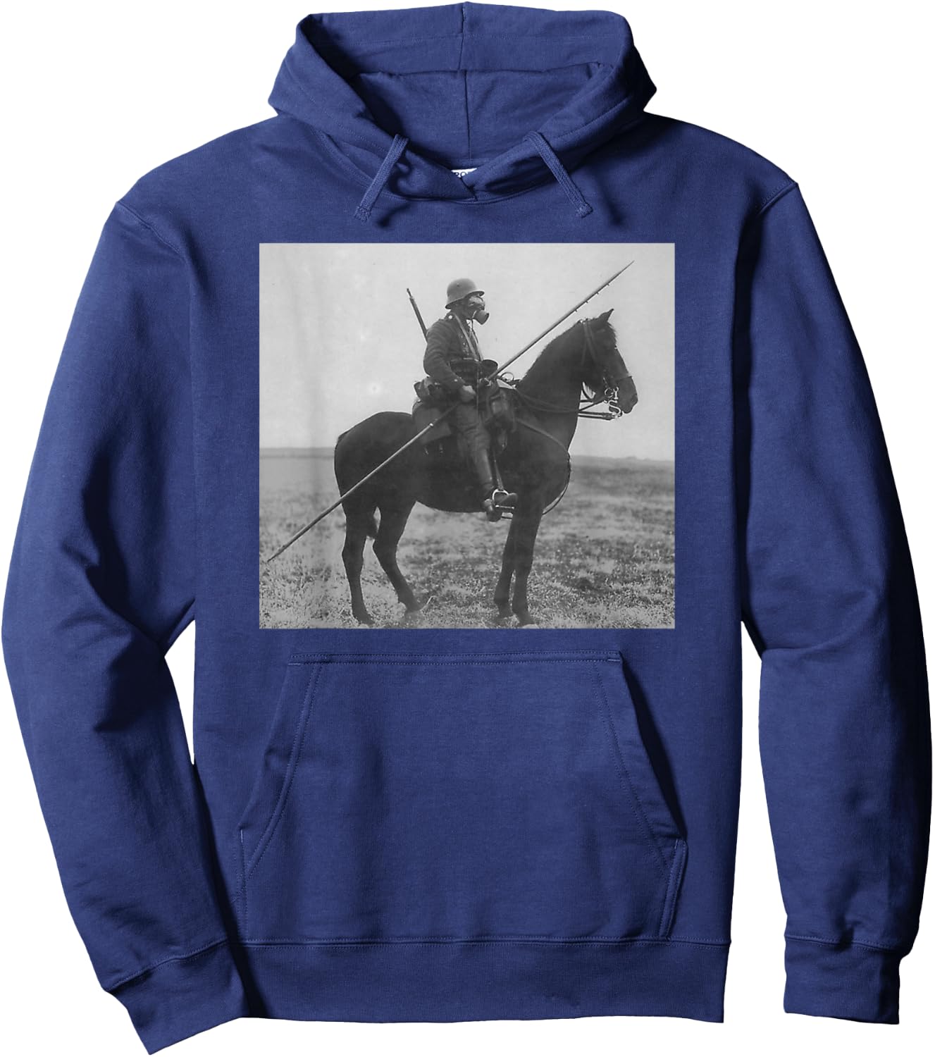 WW1 Vintage Solider Horse Gas Mask Spear Shirt Hoodie - Hoodie | Navy